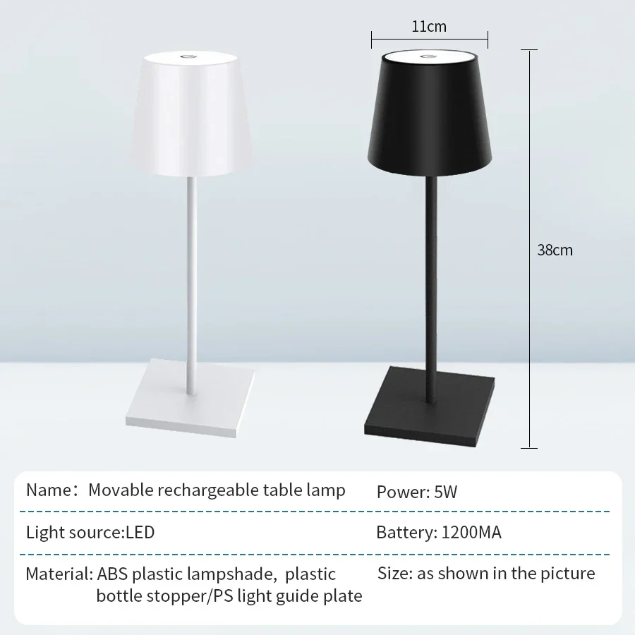 LED Table Lamp 3-Level Dimmable Wireless Touch Desk Lamp USB Rechargeable Night Light - Image 6
