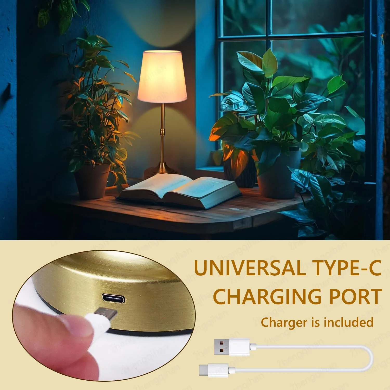 LED Touch Table Lamp Rechargeable Cordless Dimmable Bedside Reading Light - Image 4