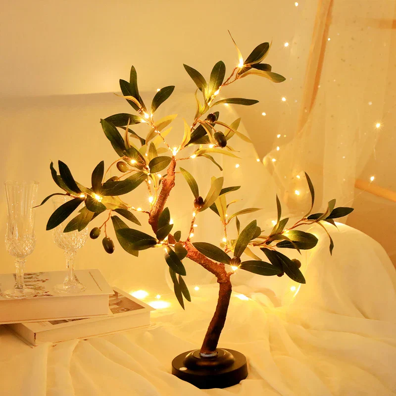 LED Tree Lights Green Battery Table Lamp Indoor Outdoor Bedroom Living Room Decor - Image 6