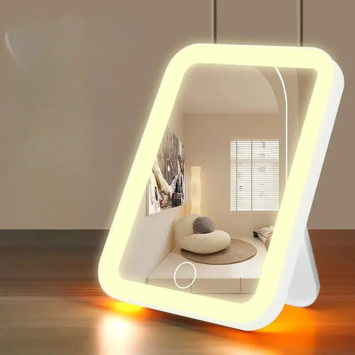 LED Vanity Makeup Mirror Touch Screen USB Rechargeable 3 Colors Dimmable Portable - Image 6