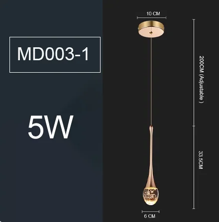 LED Water Drop Bubble Pendant Light Crystal Hanging Lamp Bedroom Dining Decor - Image 12