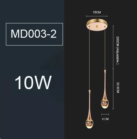 LED Water Drop Bubble Pendant Light Crystal Hanging Lamp Bedroom Dining Decor - Image 13