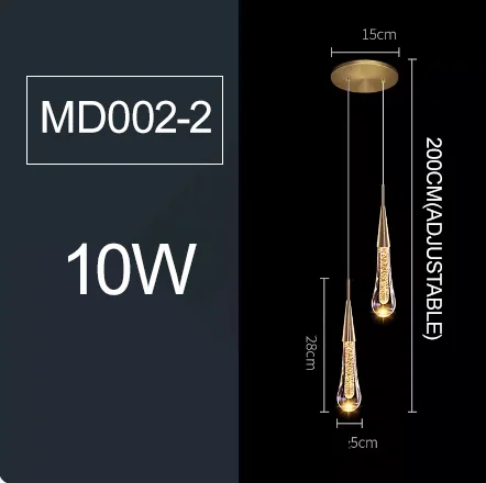 LED Water Drop Bubble Pendant Light Crystal Hanging Lamp Bedroom Dining Decor - Image 15