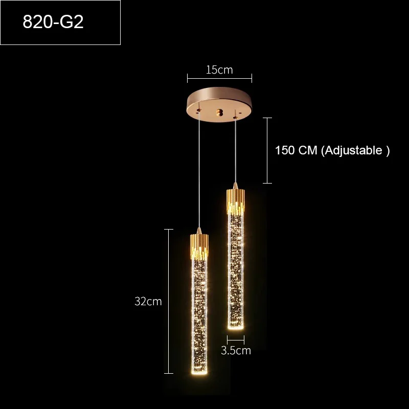 LED Water Drop Bubble Pendant Light Crystal Hanging Lamp Bedroom Dining Decor - Image 16