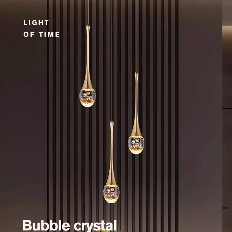 LED Water Drop Bubble Pendant Light Crystal Hanging Lamp Bedroom Dining Decor - Image 6