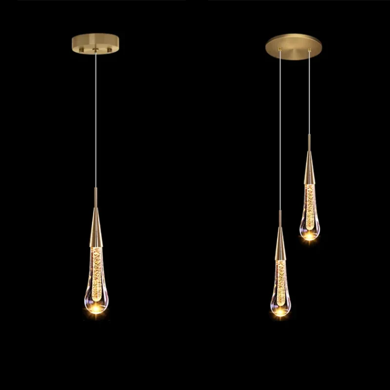 LED Water Drop Bubble Pendant Light Crystal Hanging Lamp Bedroom Dining Decor - Image 7
