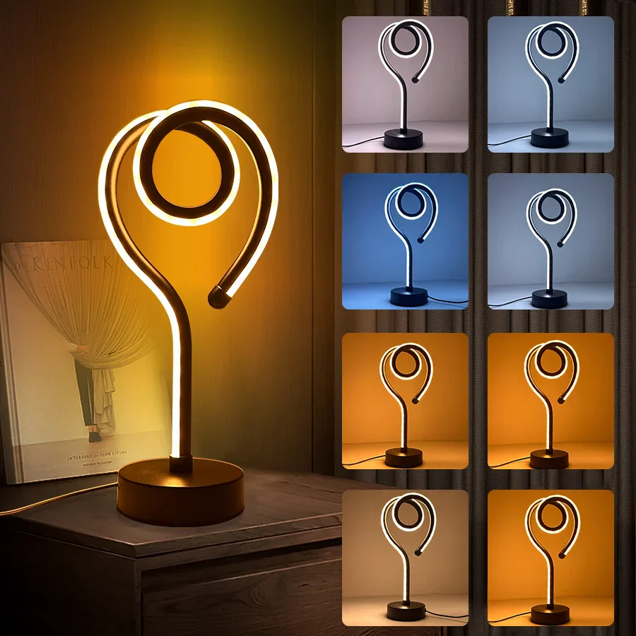 LED Water Ripple Nightlight USB Rechargeable RGB Table Lamp with Remote Control - Image 6