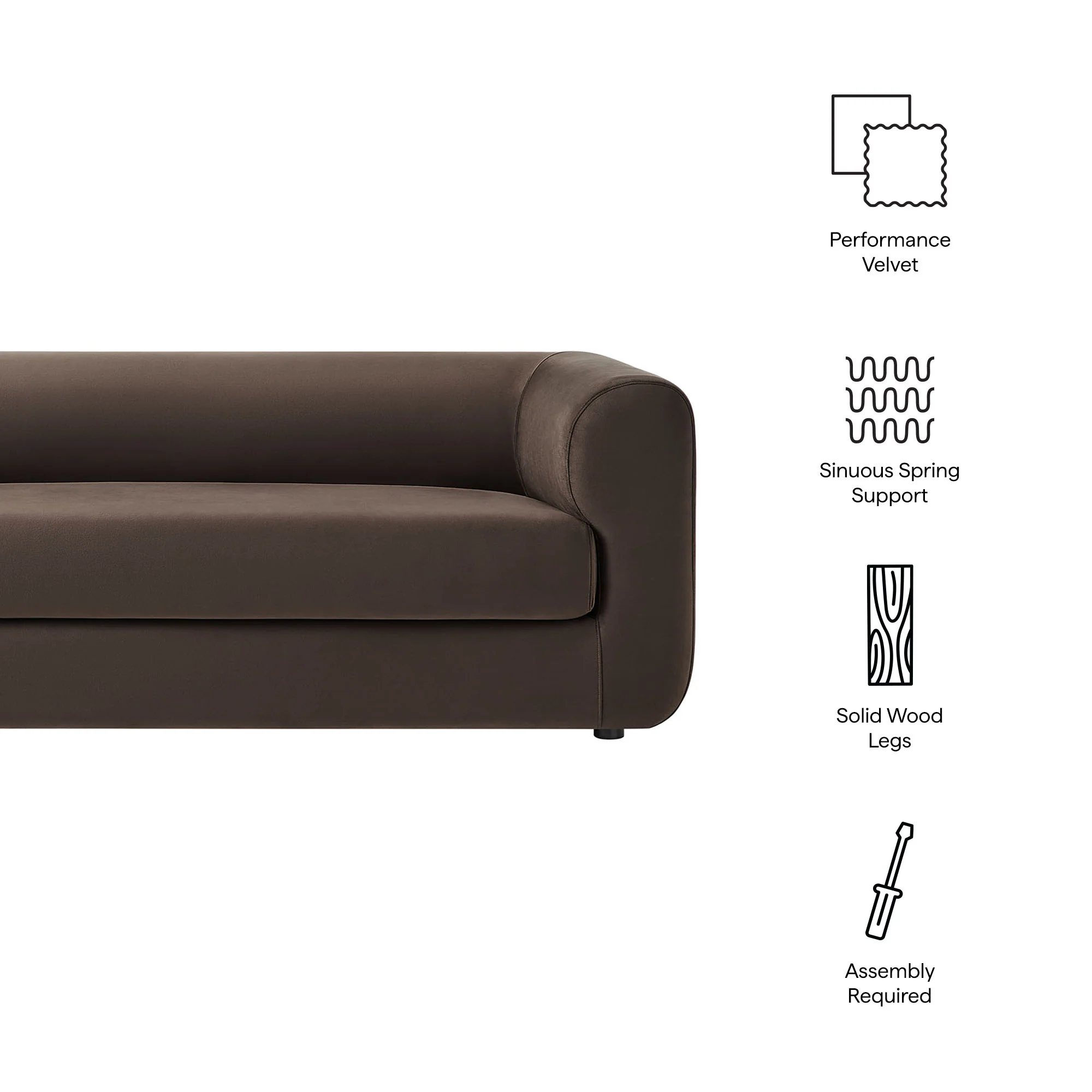 Leif 89" Performance Velvet Upholstered Sofa by Modway - Image 18