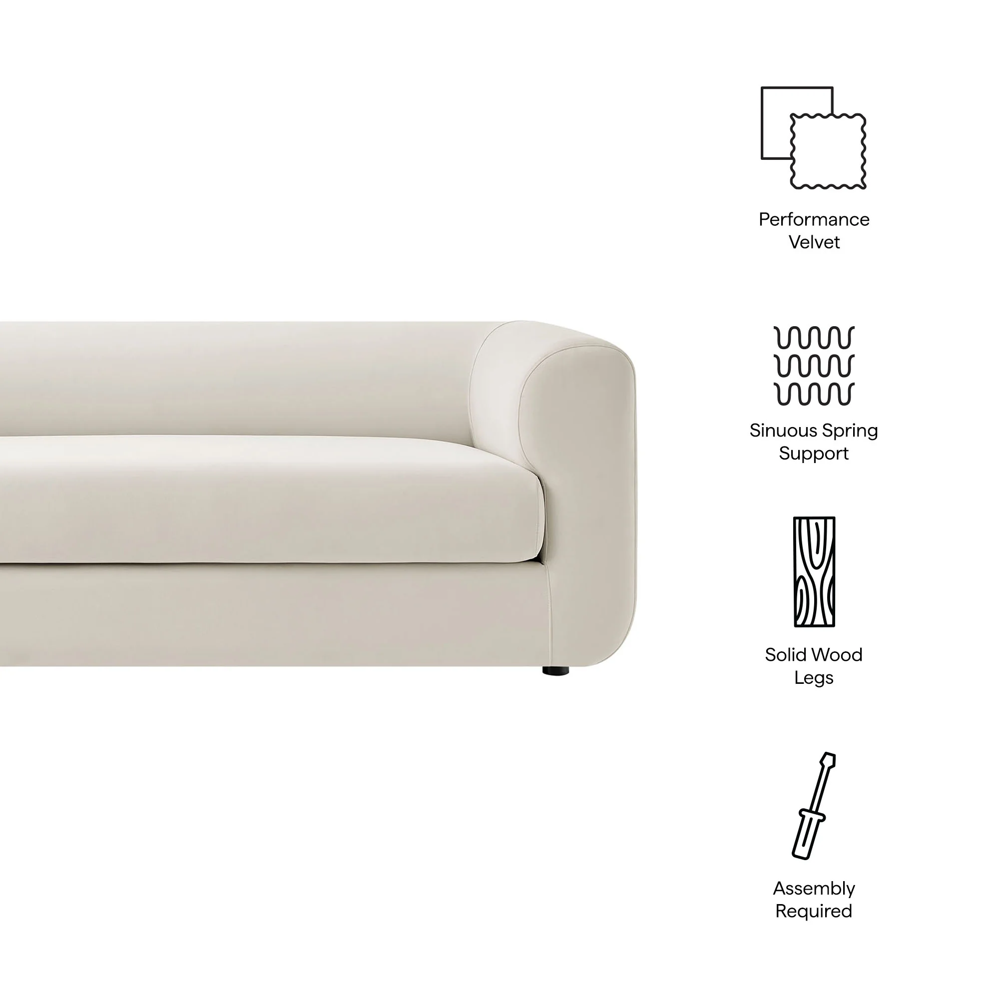 Leif 89" Performance Velvet Upholstered Sofa by Modway - Image 19