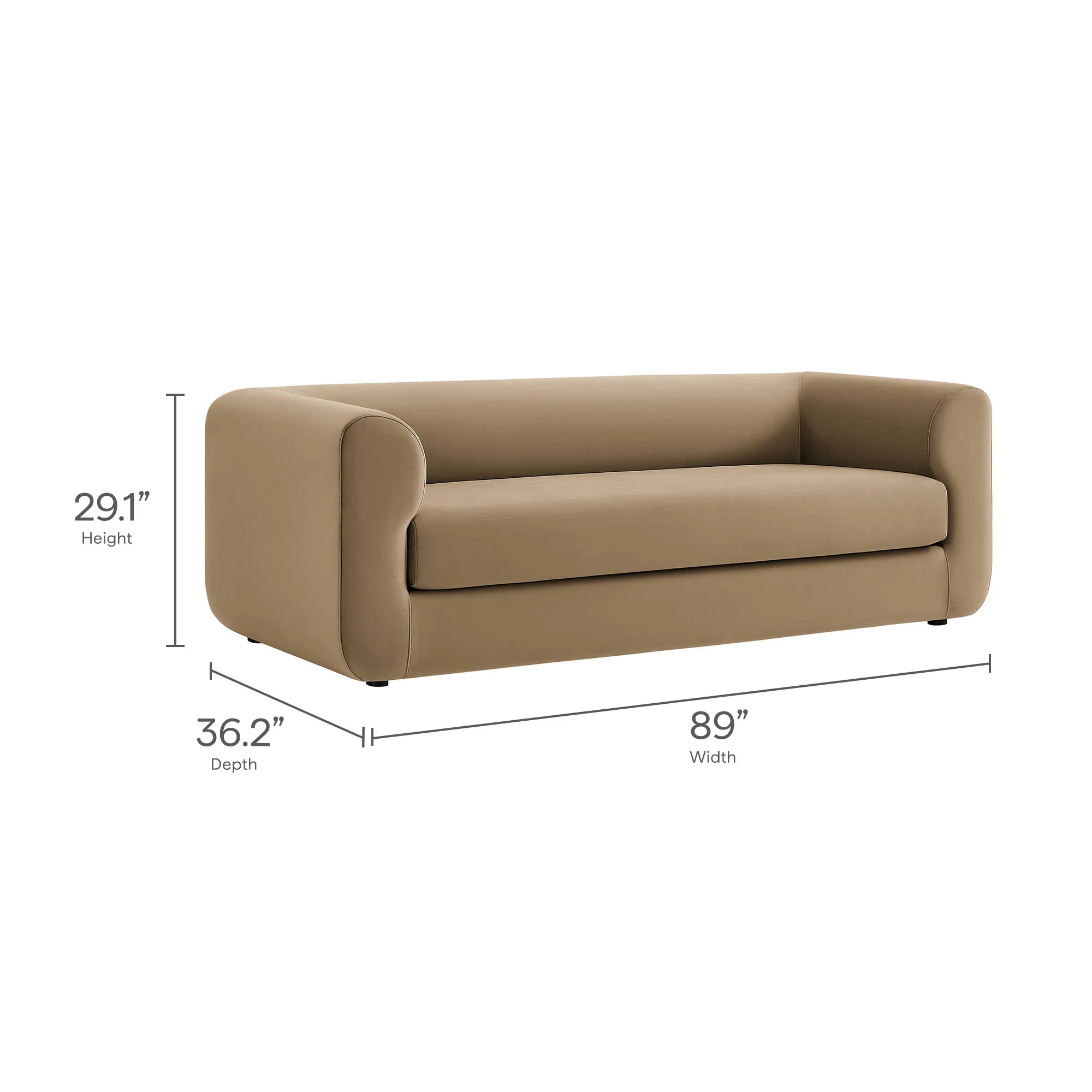 Leif 89" Performance Velvet Upholstered Sofa by Modway - Image 3