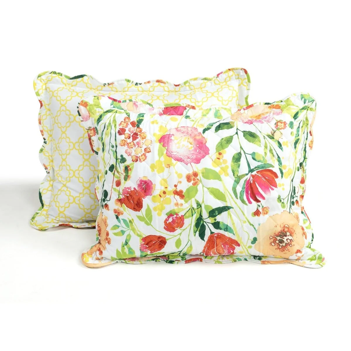Leilani Watercolor Scallop Edged Floral 3 Piece Quilt Set - Image 7