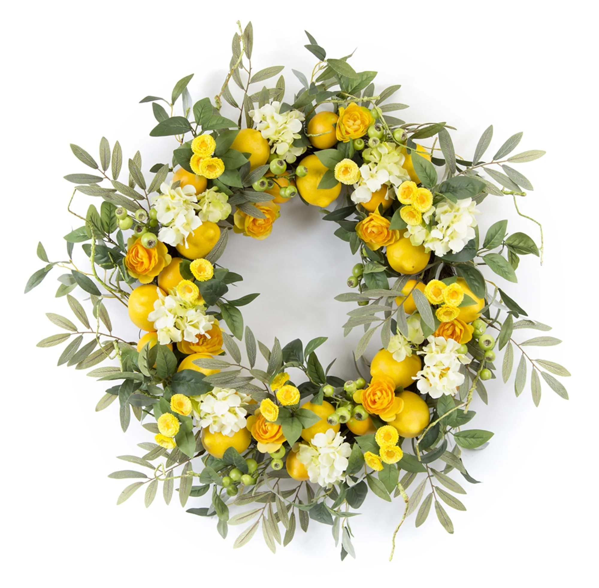 Lemon Floral Wreath 28"D - Image 2