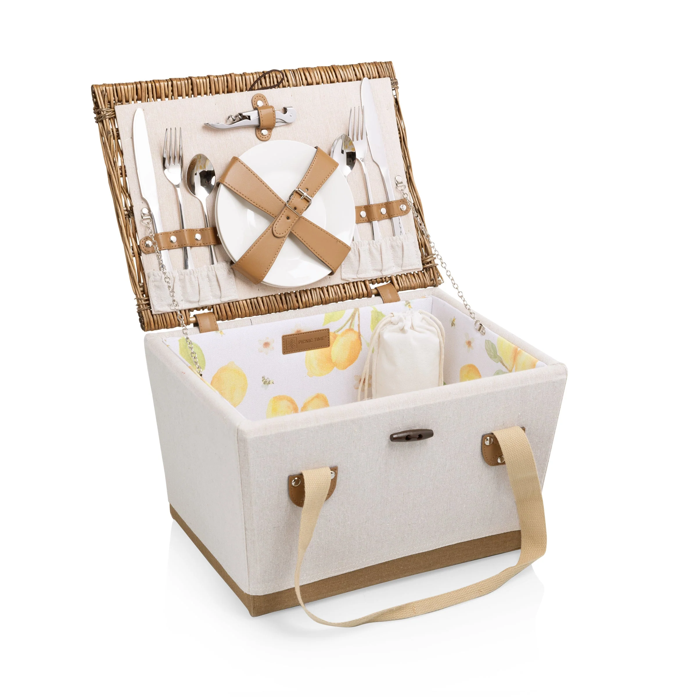 Lemongrove Picnic Basket for 2 - Bees & Lemons - Image 5