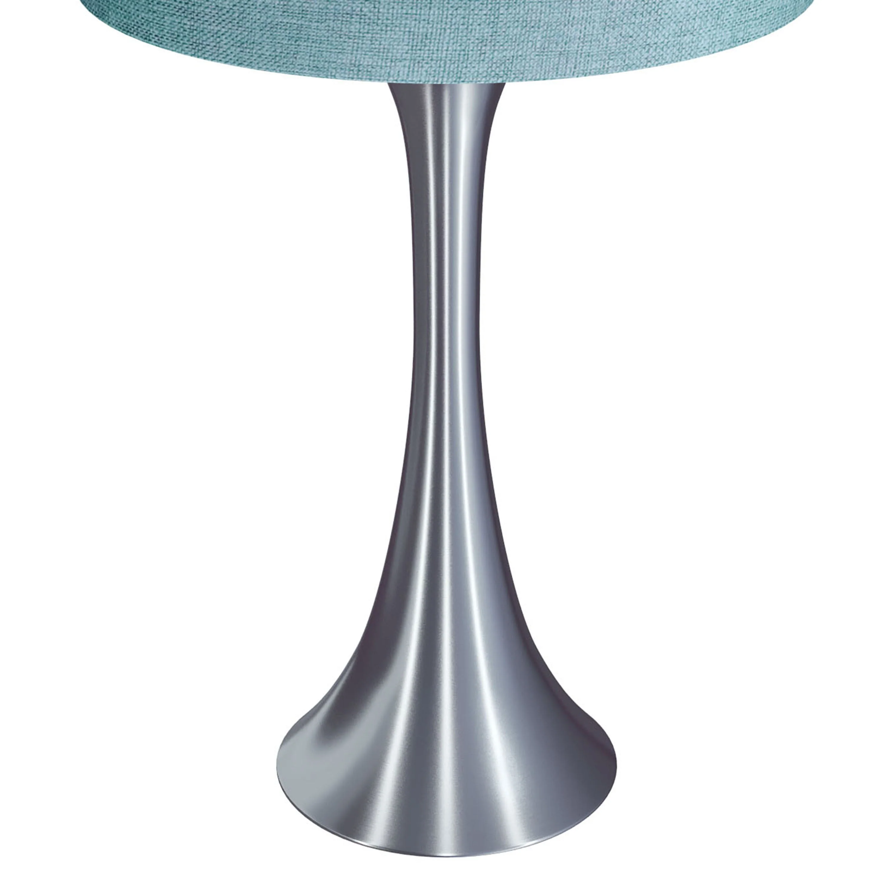 Lenuxe 24" Contemporary Metal Table Lamp Set in Brushed Nickel with Turquoise Shade - Set of 2 - Image 5