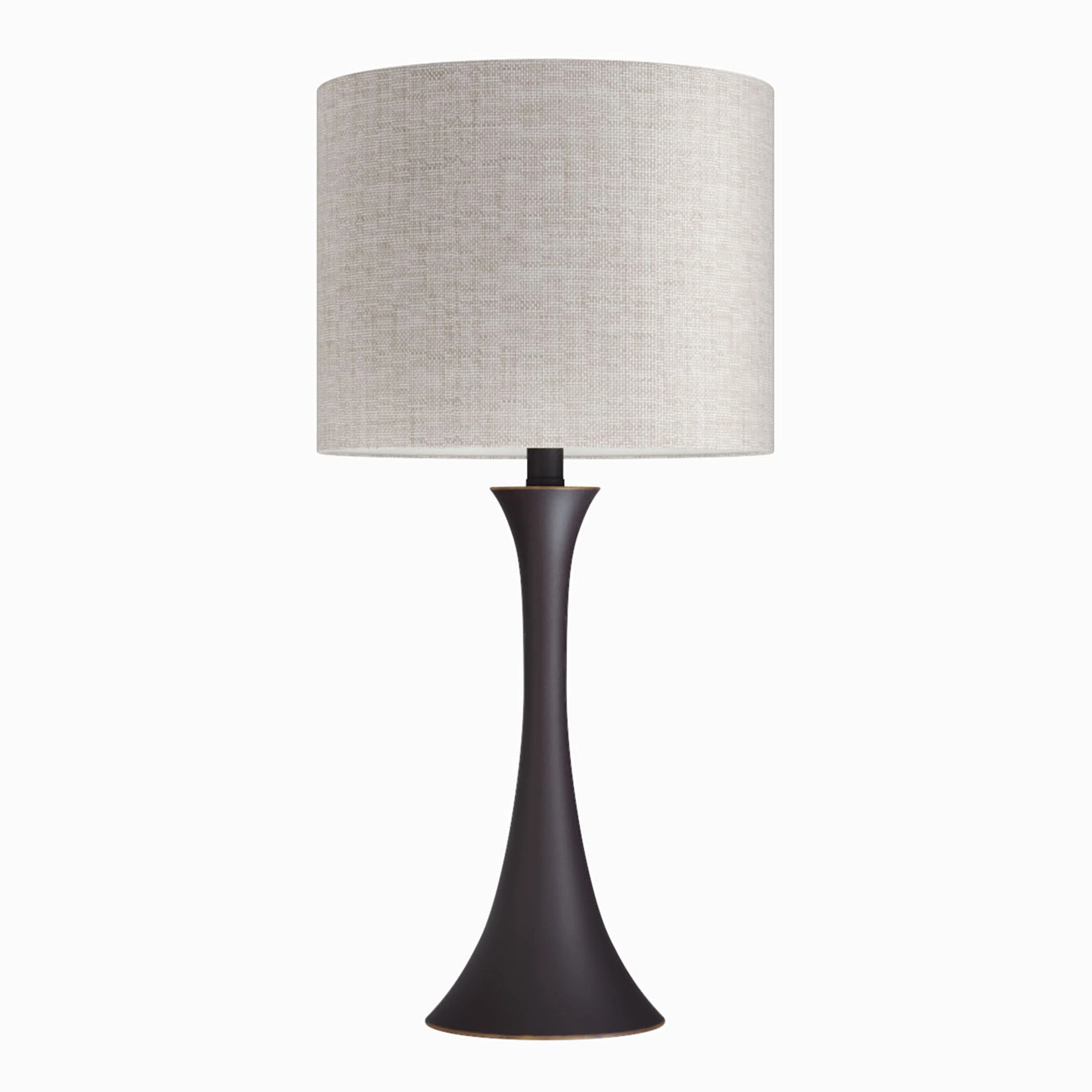 Lenuxe 24" Contemporary Metal Table Lamp Set in Oil Rubbed Bronze with Natural Linen Shade - Image 2