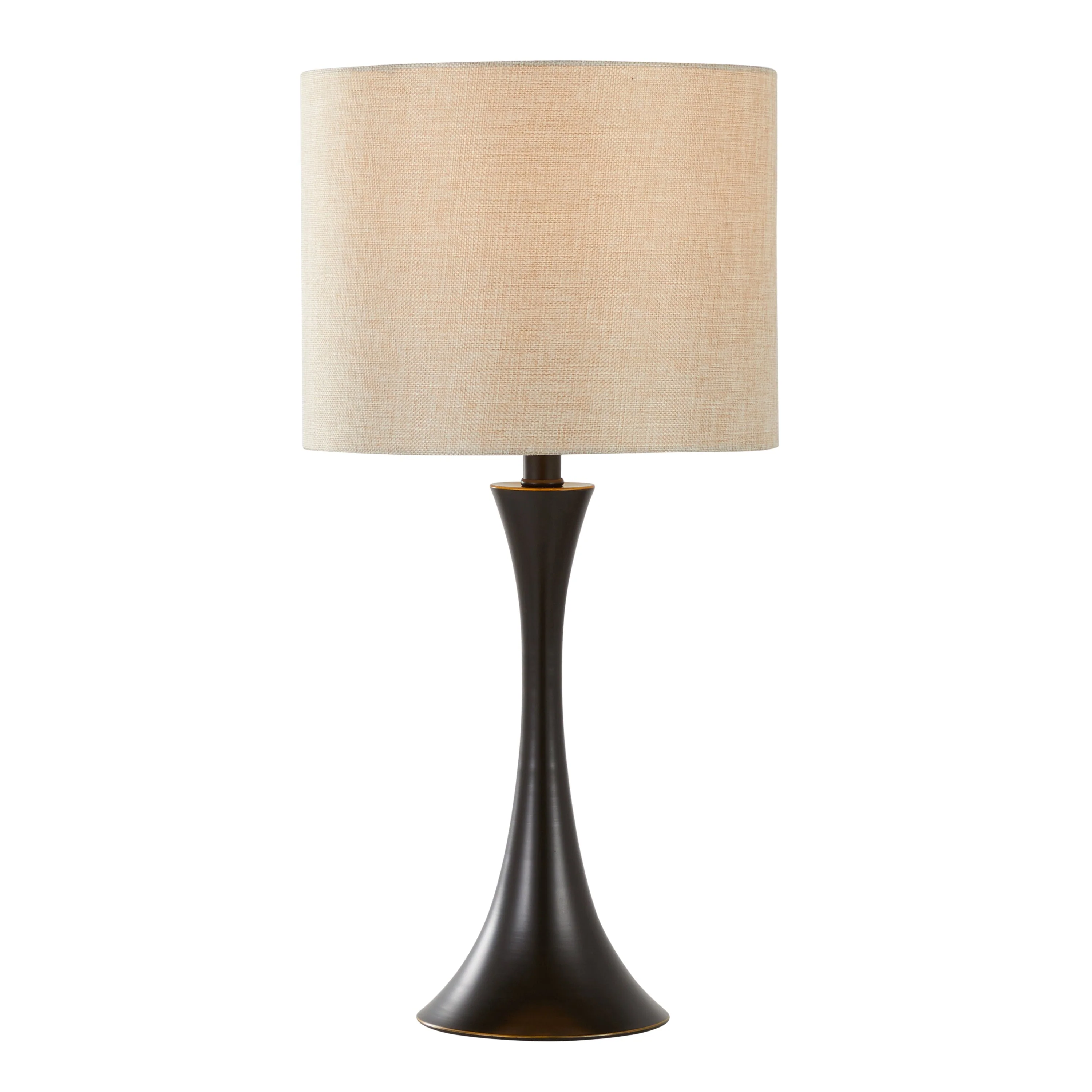 Lenuxe 24" Contemporary Metal Table Lamp Set in Oil Rubbed Bronze with Natural Linen Shade - Image 3