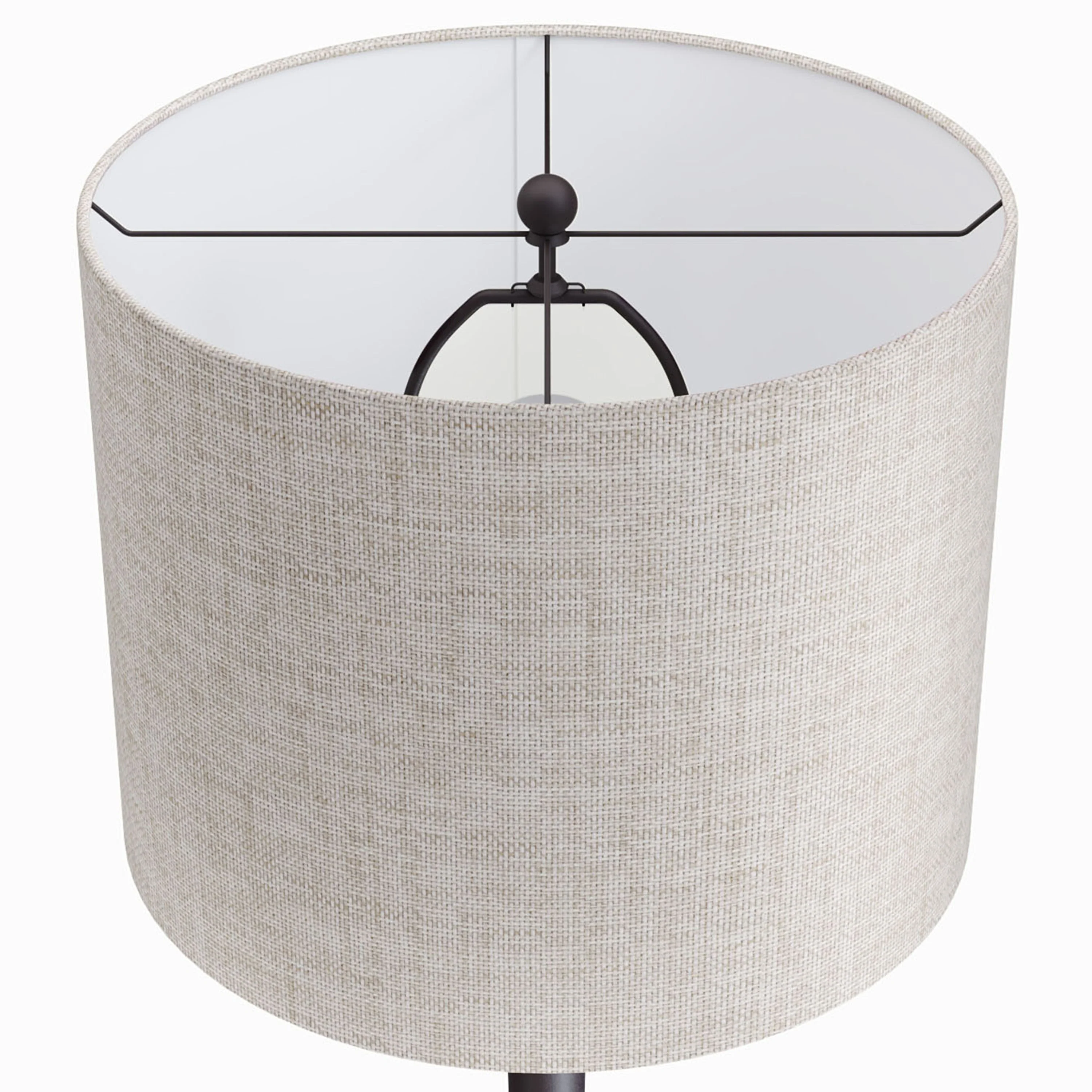 Lenuxe 24" Contemporary Metal Table Lamp Set in Oil Rubbed Bronze with Natural Linen Shade - Image 4