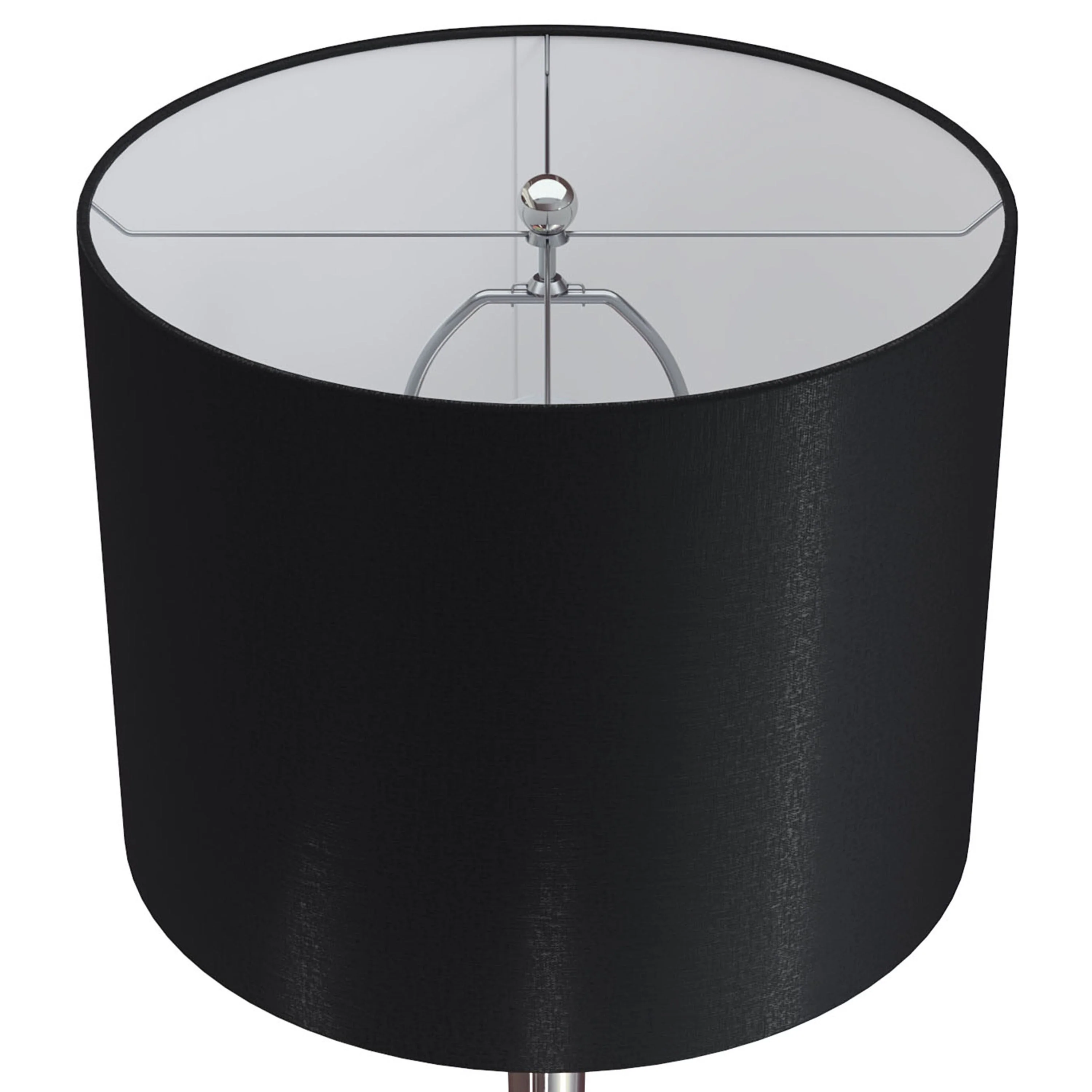 Lenuxe 24' Contemporary Metal Table Lamp Set in Polished Nickel with Black Silk-like Shade - Image 4