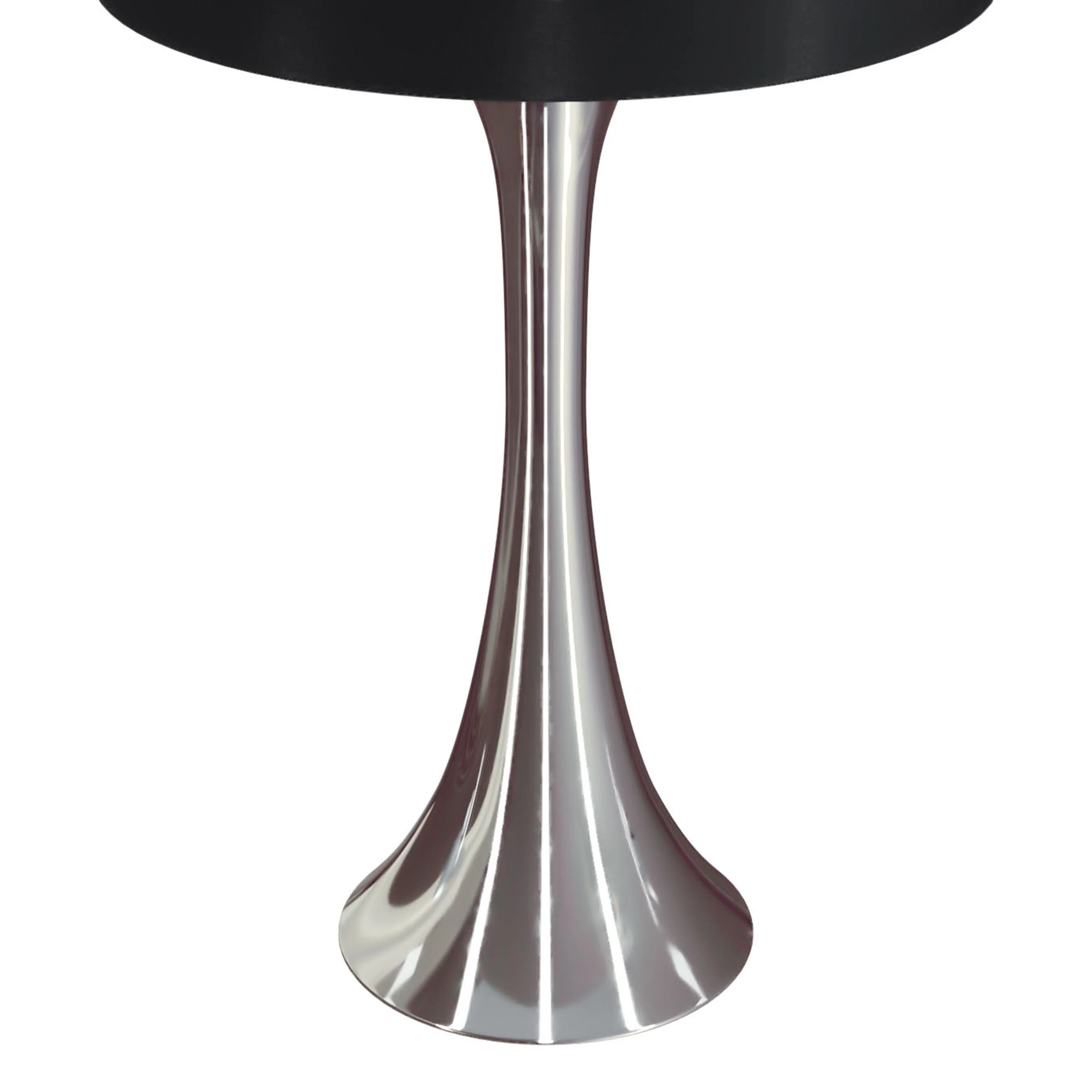 Lenuxe 24' Contemporary Metal Table Lamp Set in Polished Nickel with Black Silk-like Shade - Image 5