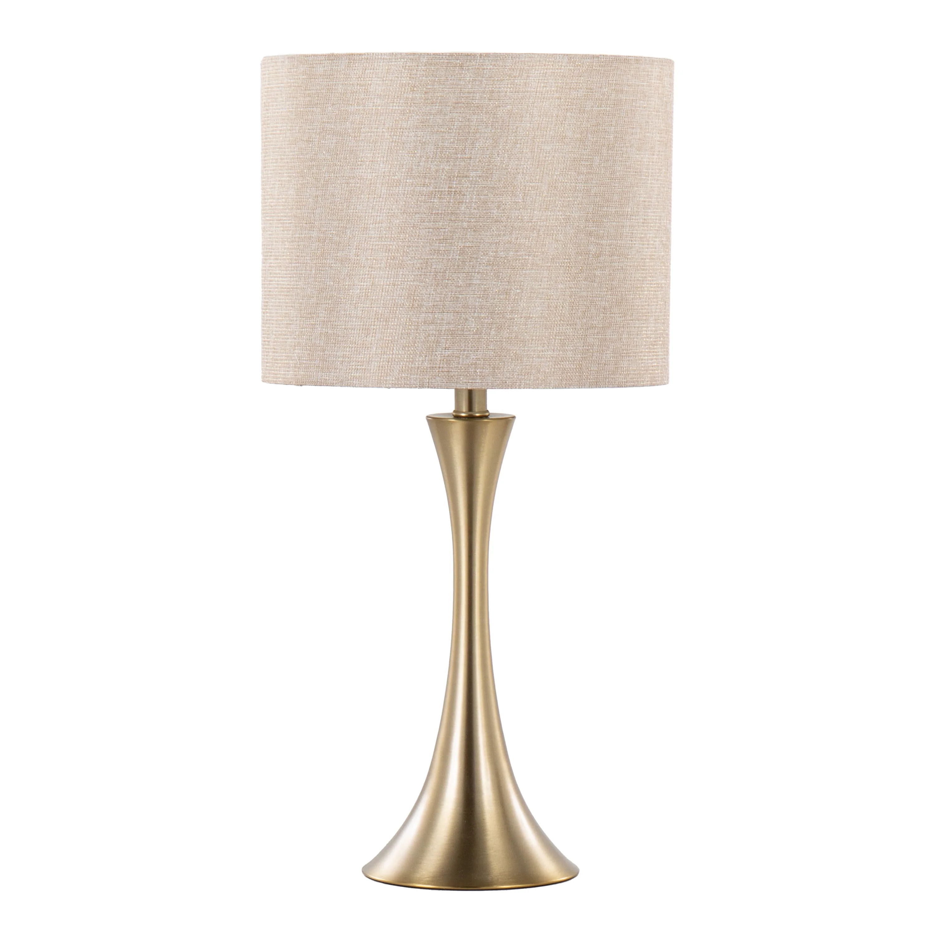 Lenuxe 24" Contemporary Metal Table Lamps in Gold with Linen Shades - Set of 2 - Image 2