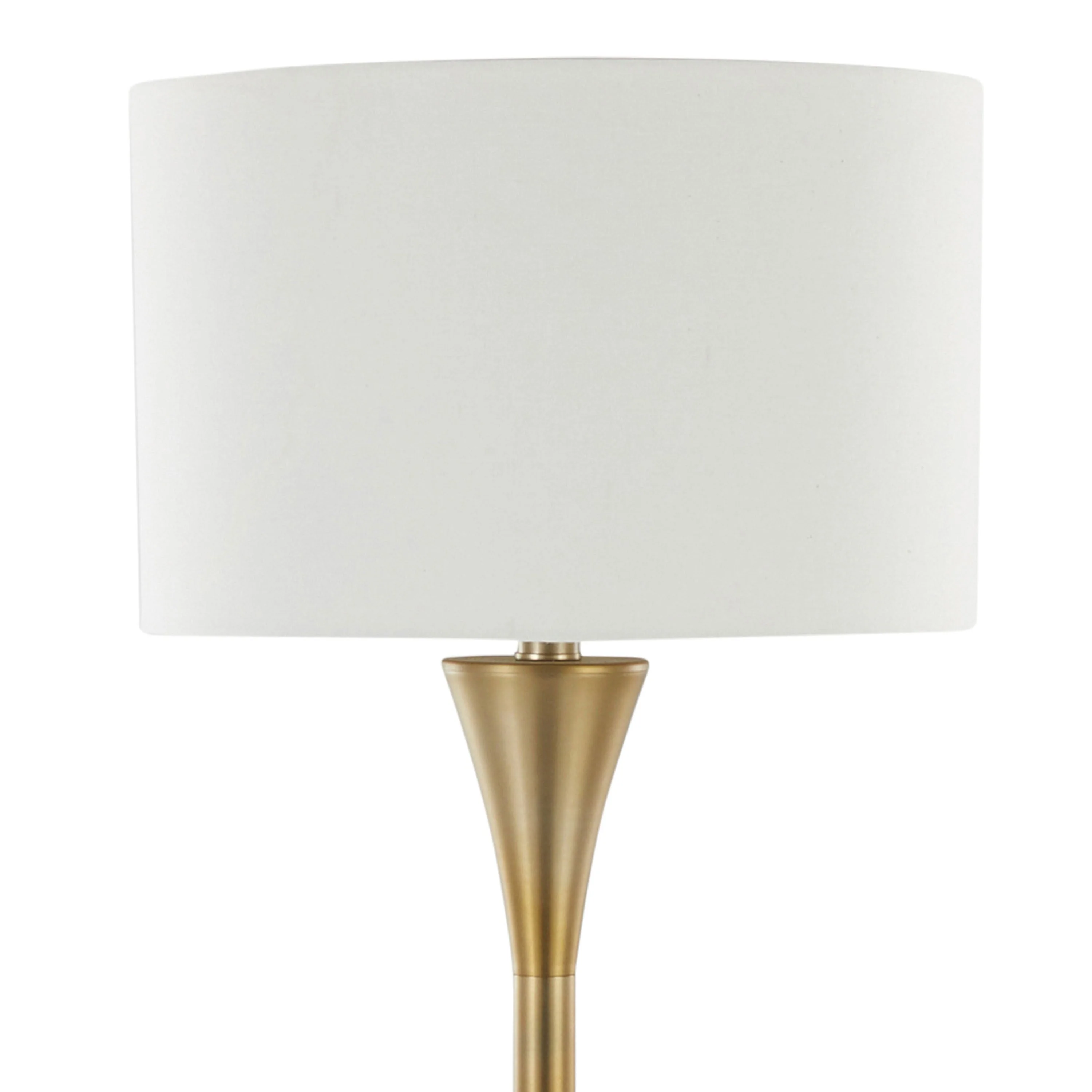 Lenuxe 65" Contemporary Metal Floor Lamp in Gold Metal with White Linen Shade - Image 3
