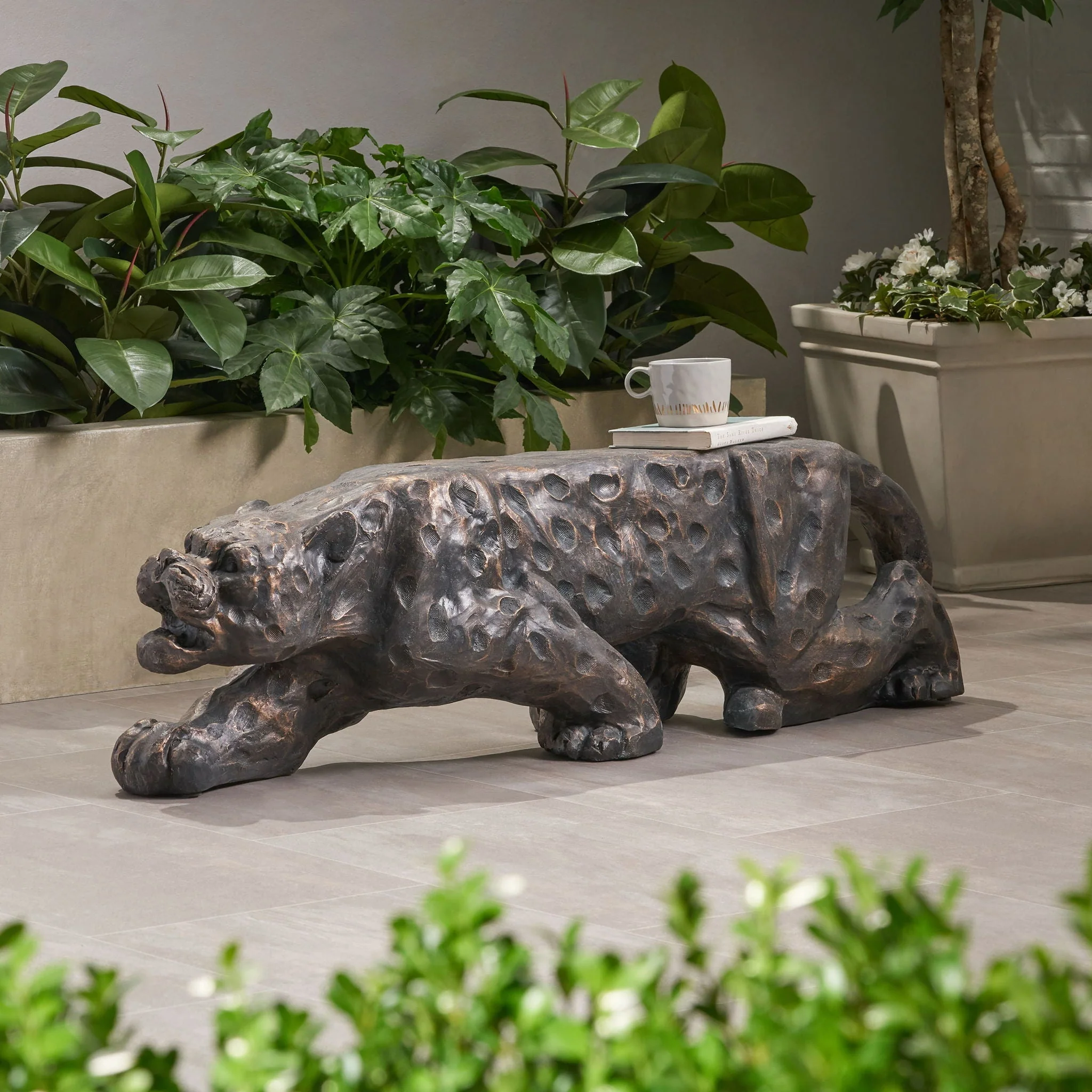 Leopard Lightweight Concrete Bench - Copper - Image 3