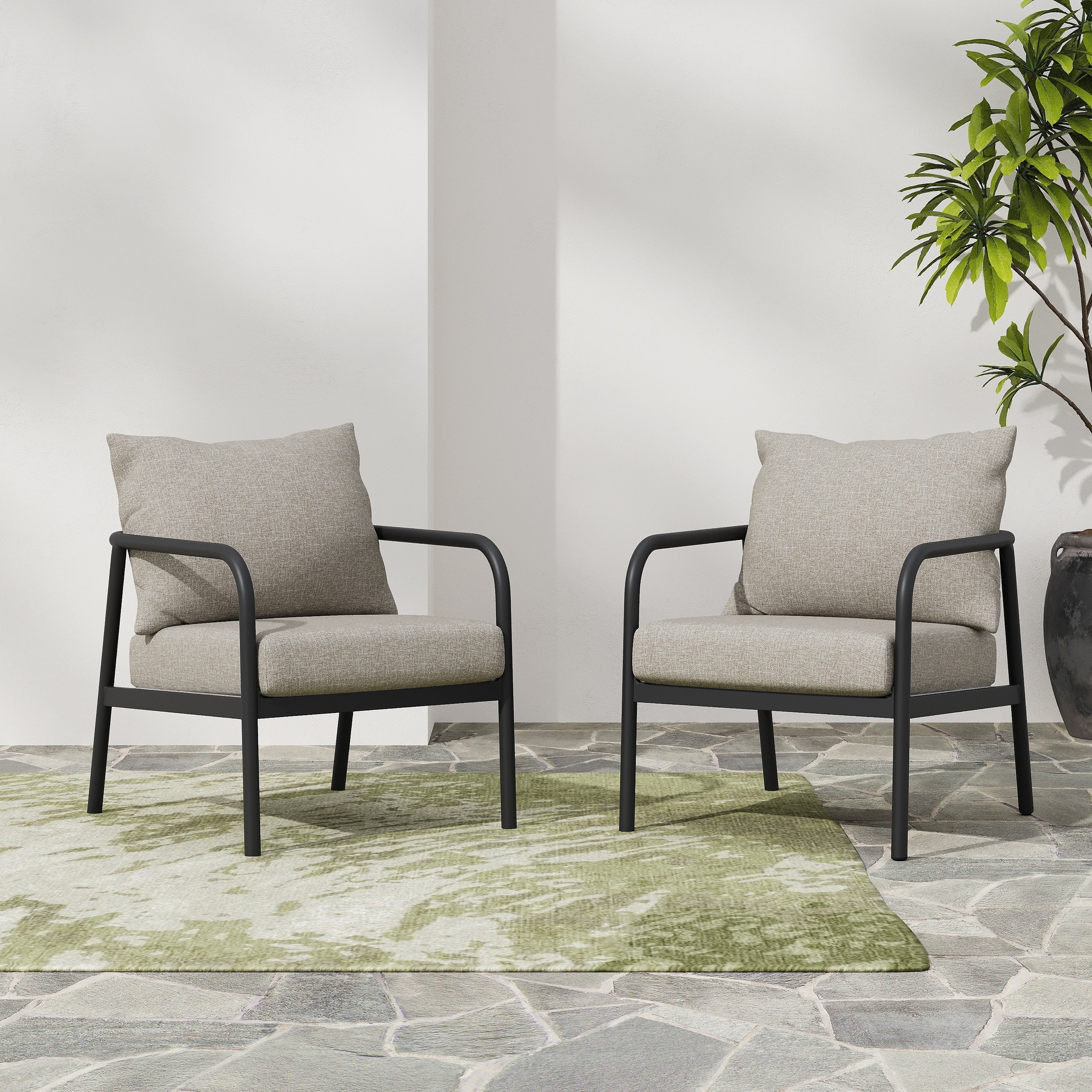 Leora Modern Minimalist Round Tube Sofa Chair with Cushions - Image 2