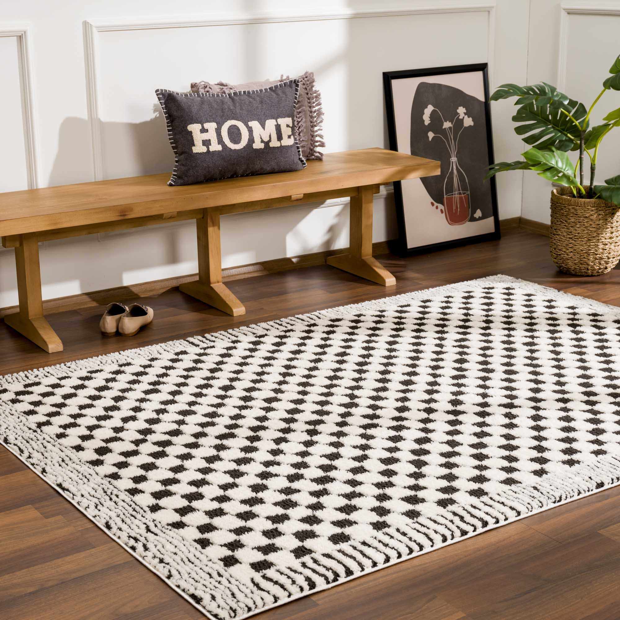 Leryn Black & White Checkered Area Rug - Image 10