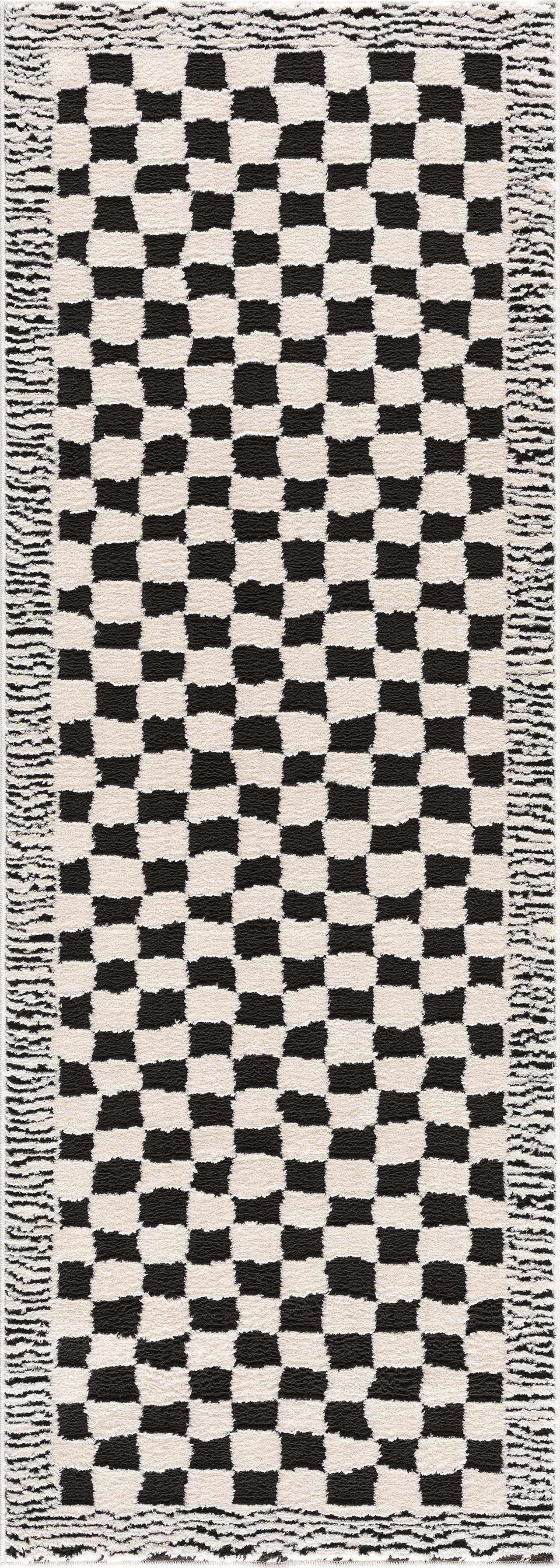 Leryn Black & White Checkered Area Rug - Image 11