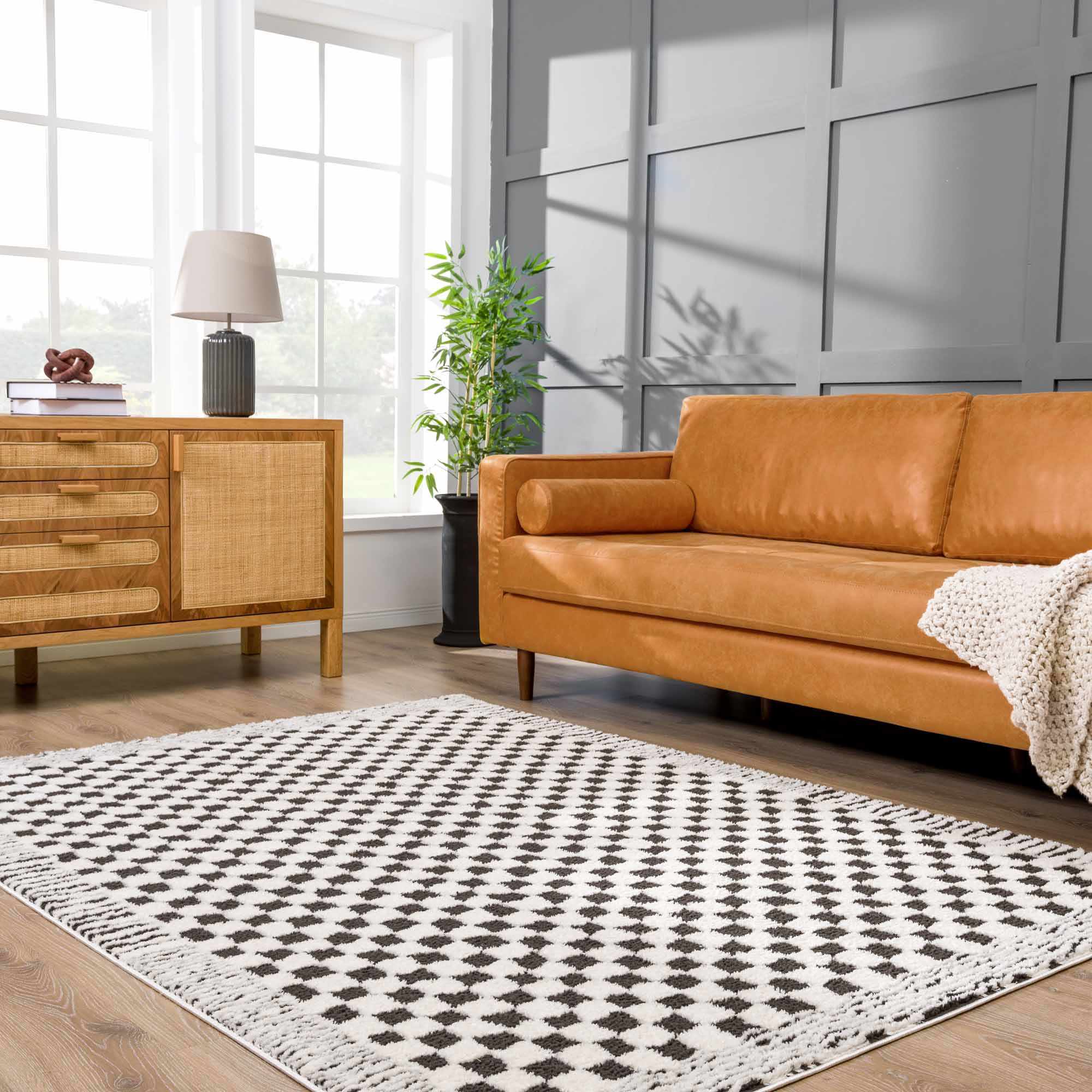 Leryn Black & White Checkered Area Rug - Image 12