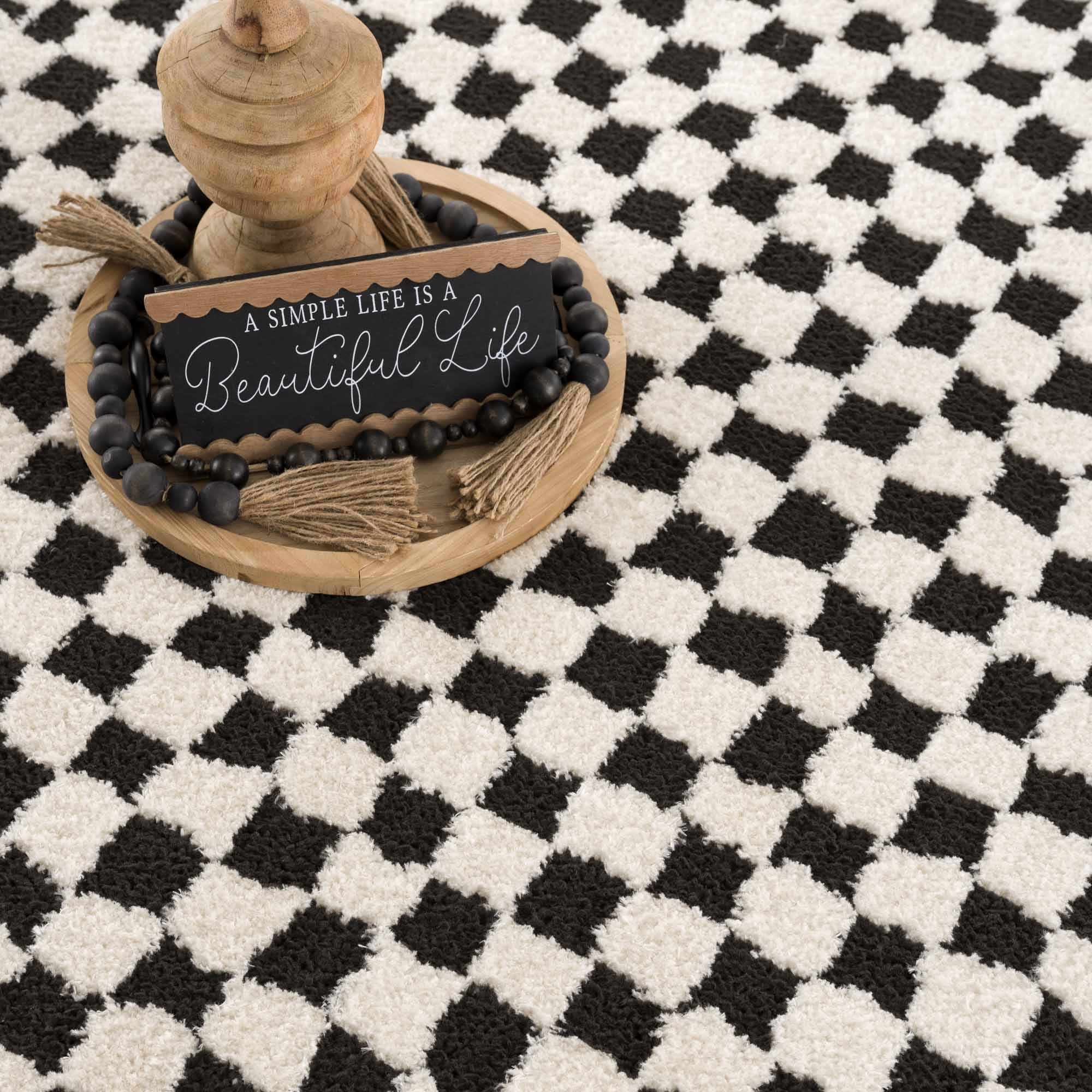 Leryn Black & White Checkered Area Rug - Image 13