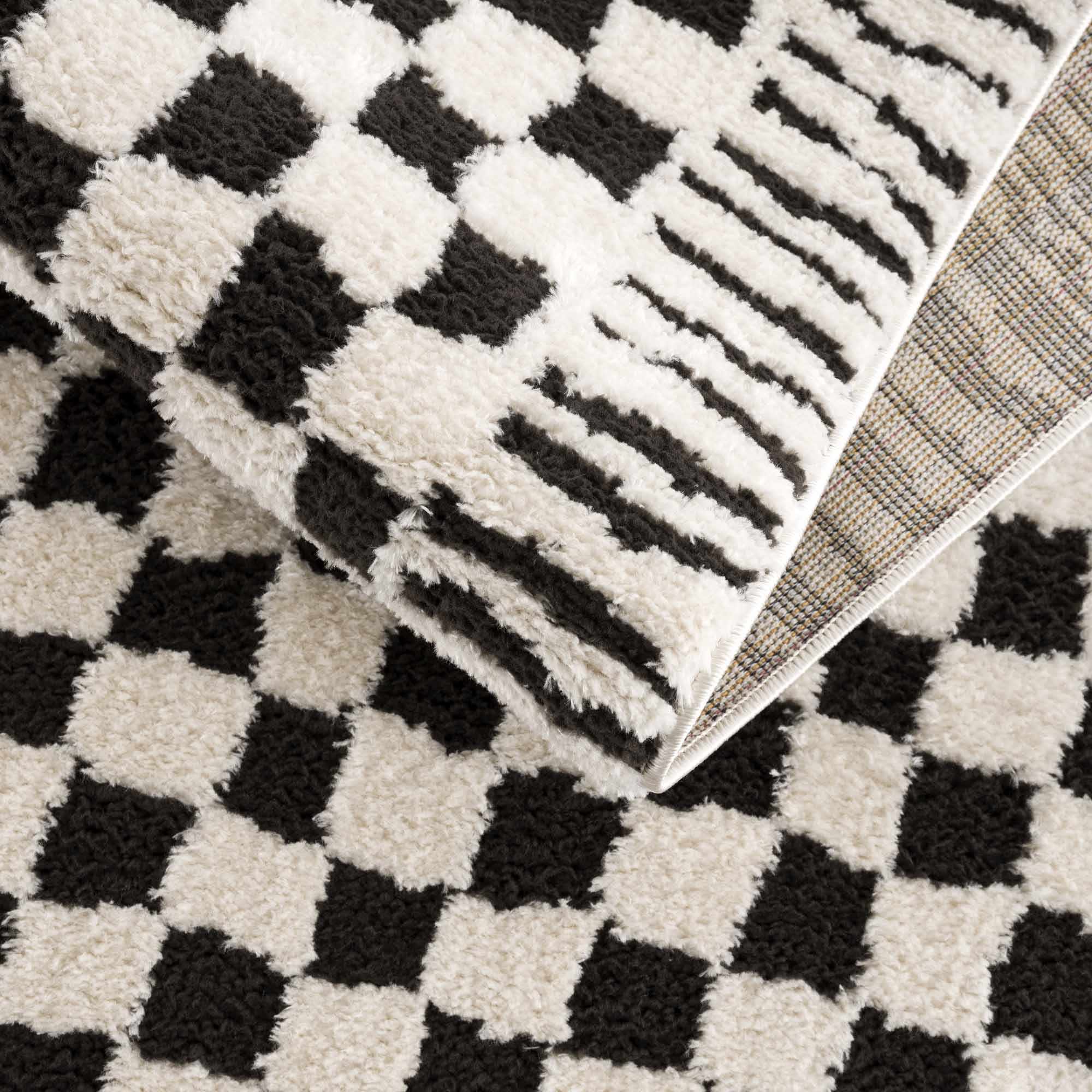 Leryn Black & White Checkered Area Rug - Image 15
