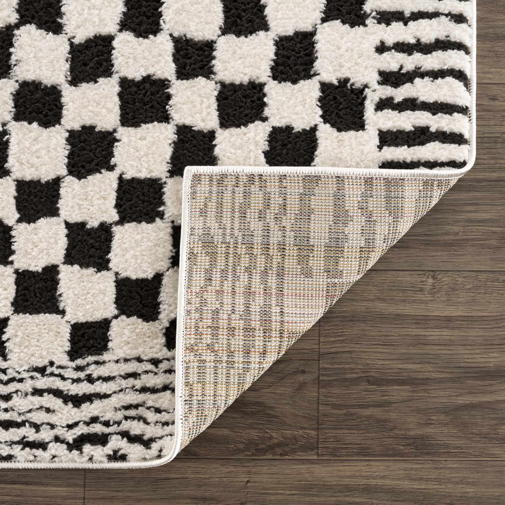 Leryn Black & White Checkered Area Rug - Image 5