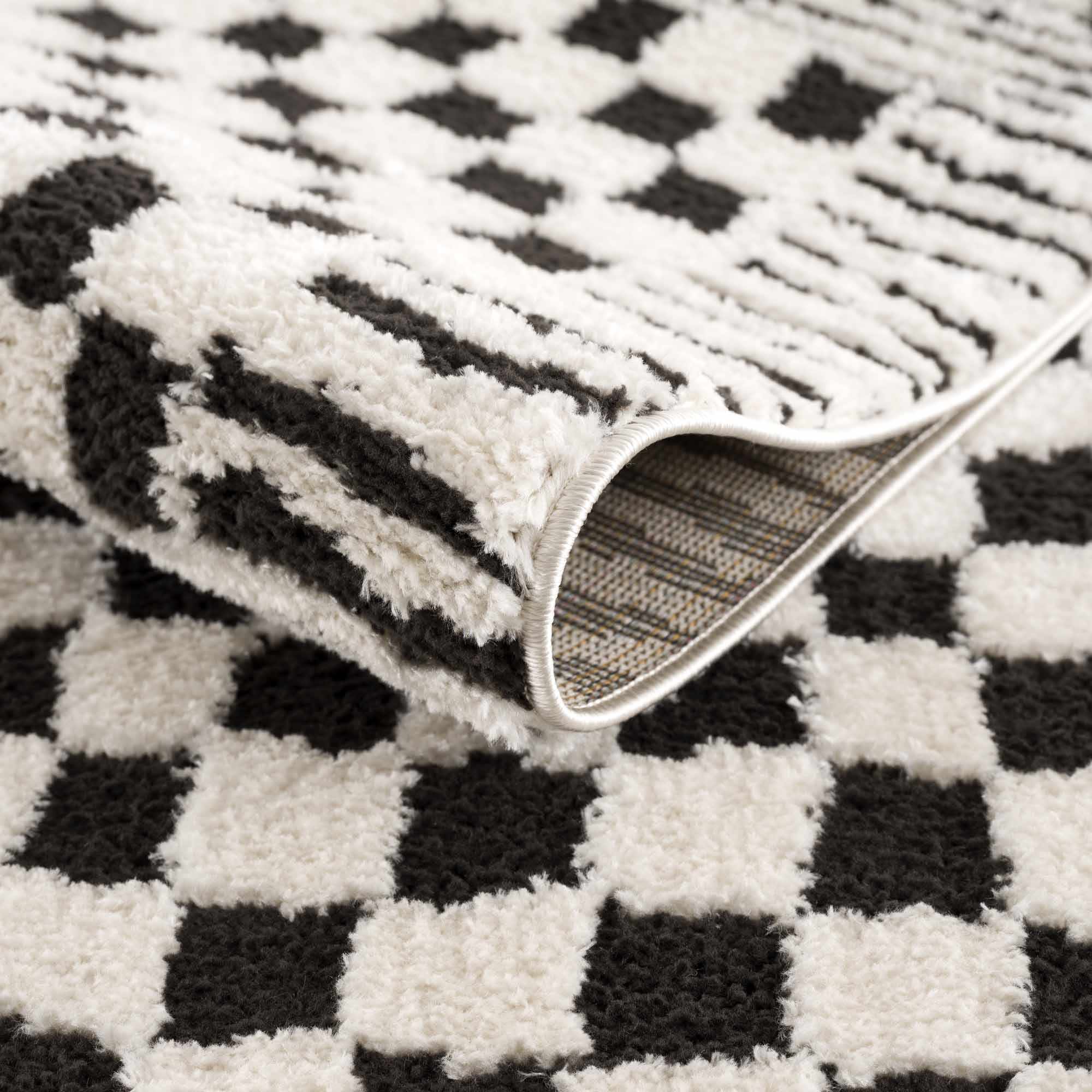 Leryn Black & White Checkered Area Rug - Image 6