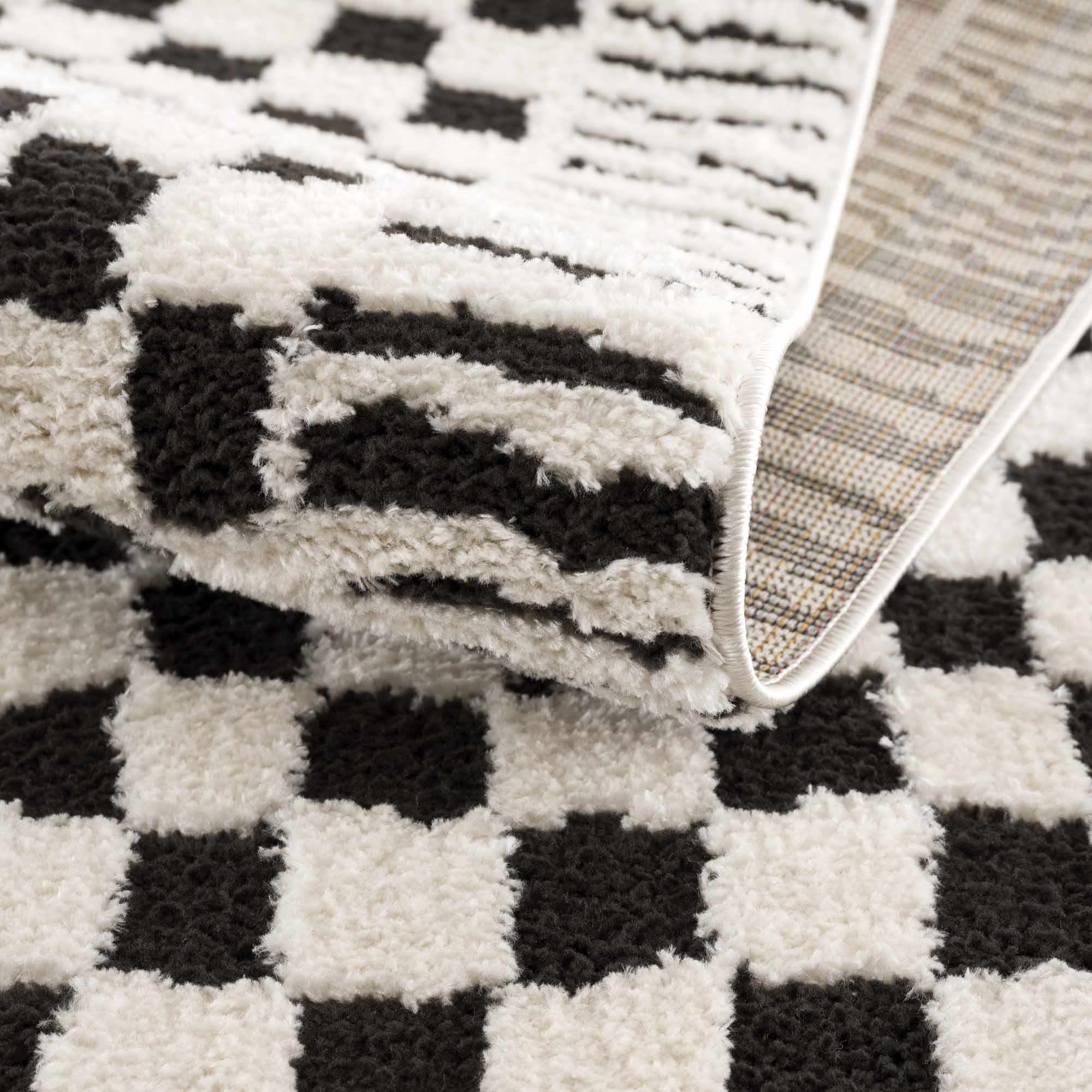 Leryn Black & White Checkered Area Rug - Image 7