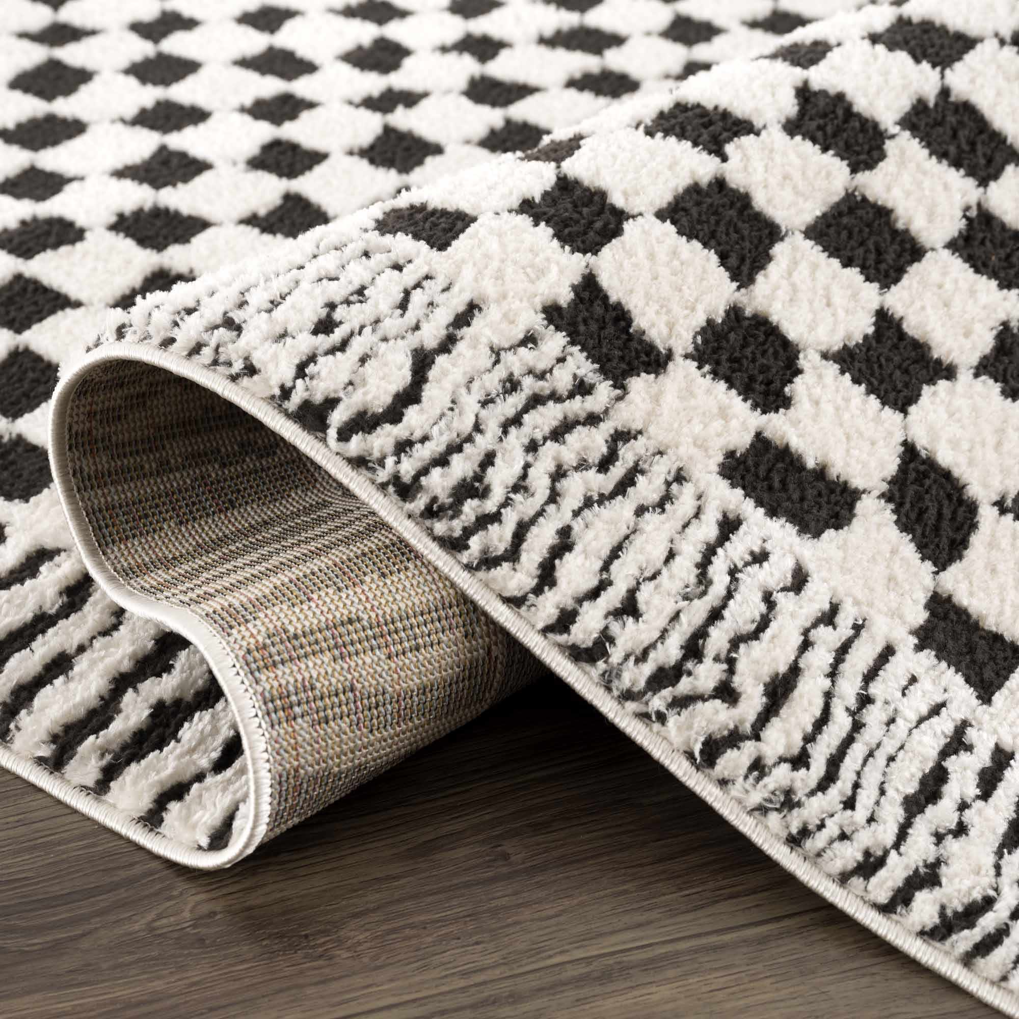 Leryn Black & White Checkered Area Rug - Image 8