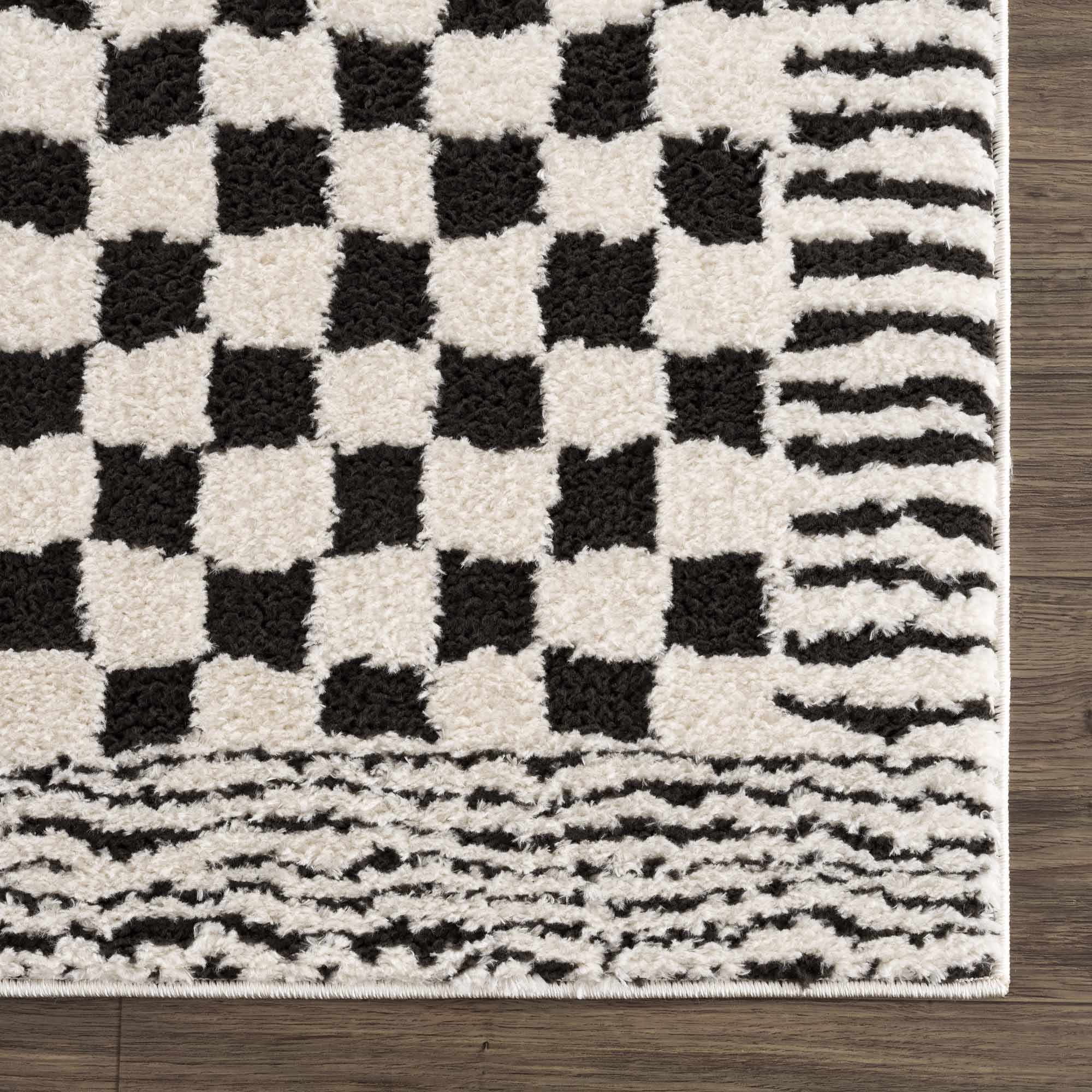 Leryn Black & White Checkered Area Rug - Image 9