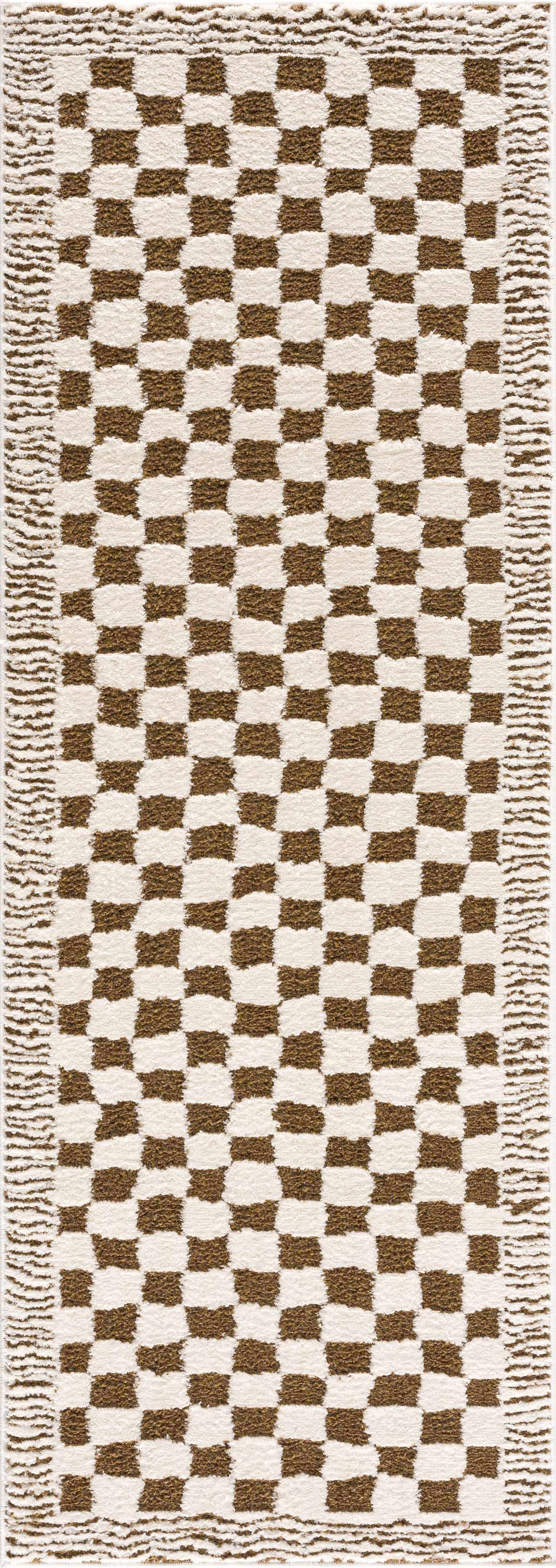 Leryn Brown Checkered Plush Rug - Image 11