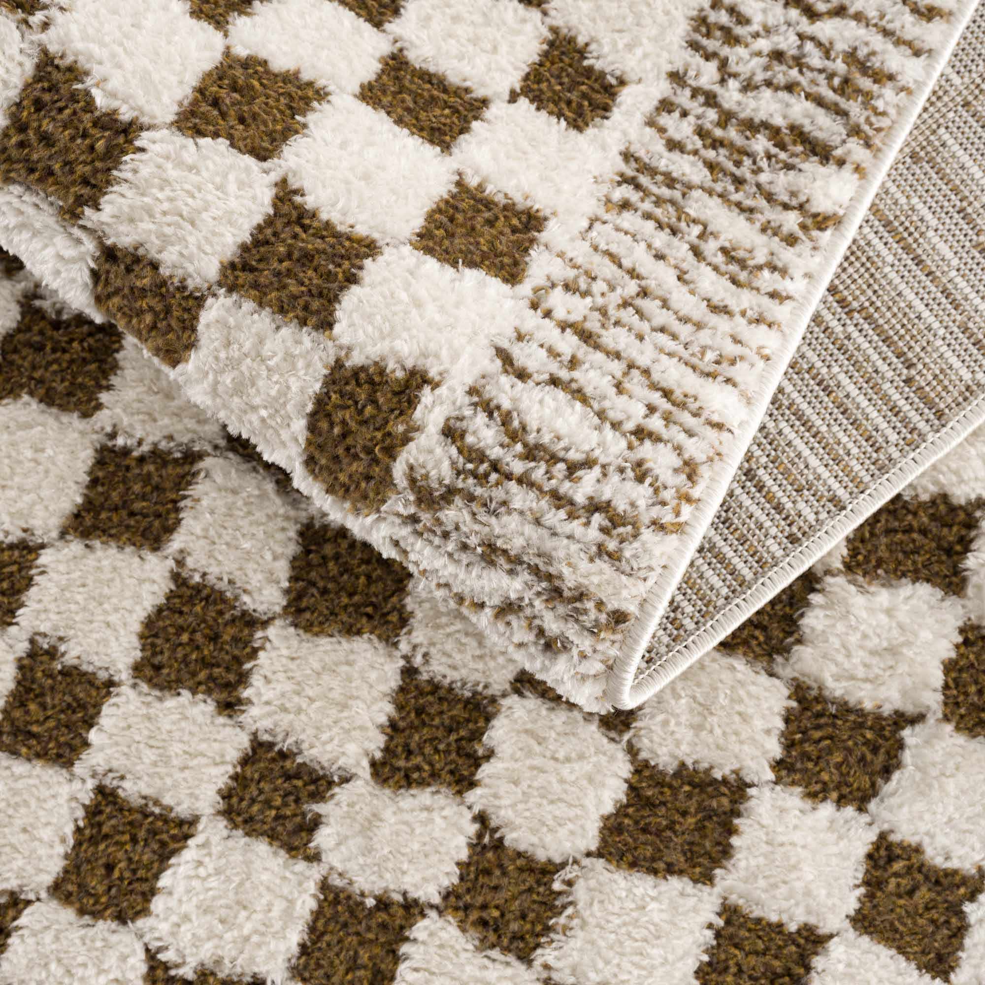 Leryn Brown Checkered Plush Rug - Image 14