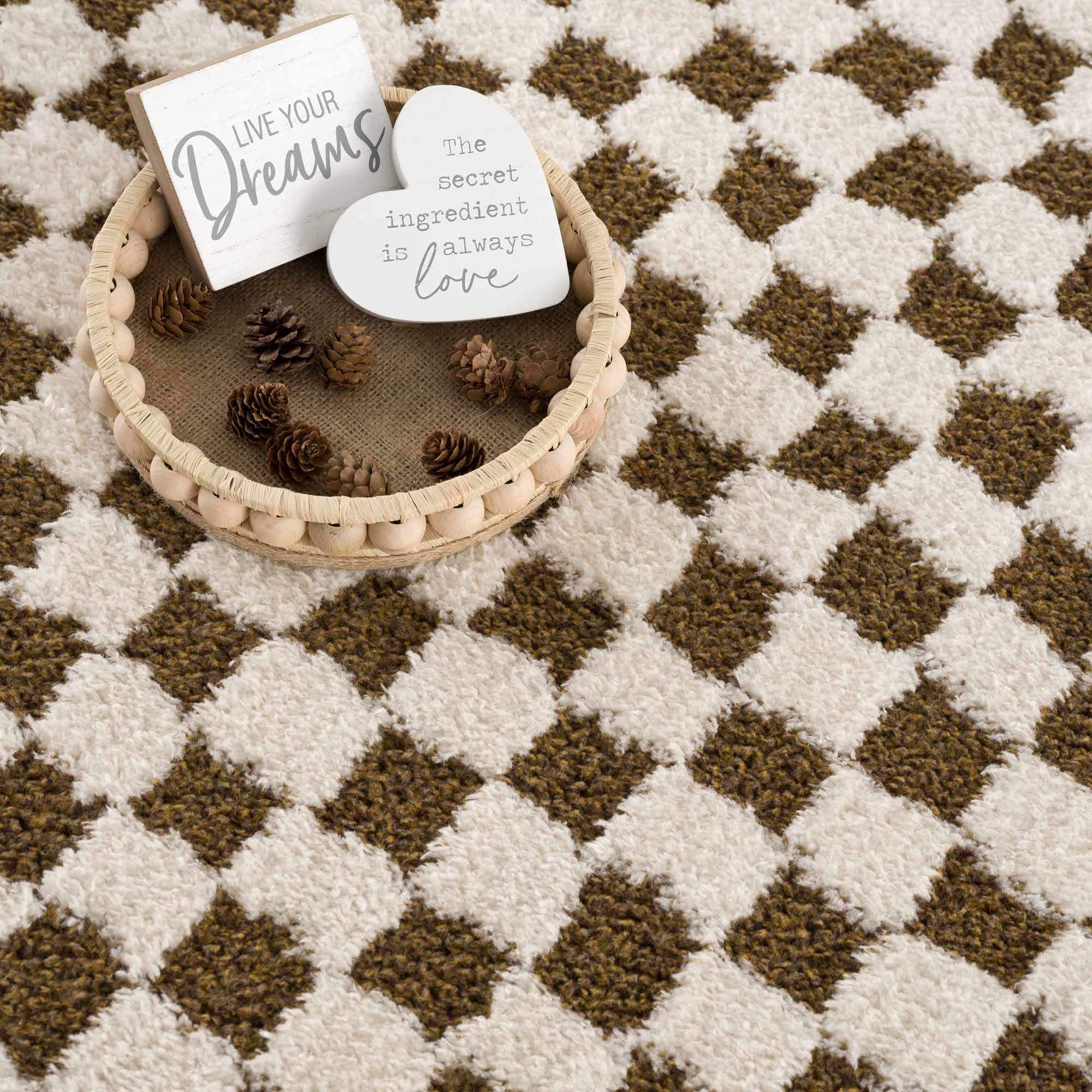 Leryn Brown Checkered Plush Rug - Image 16
