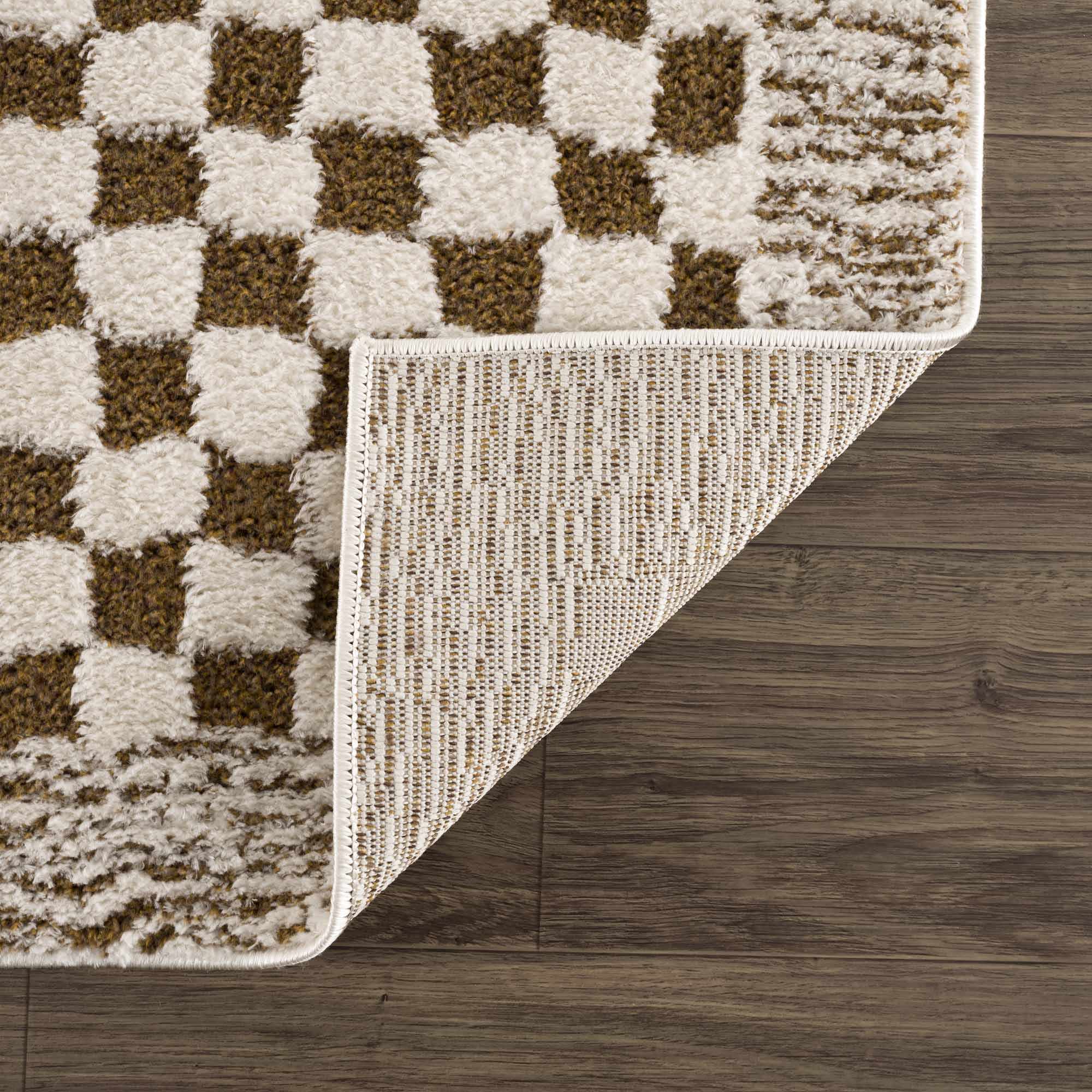Leryn Brown Checkered Plush Rug - Image 5