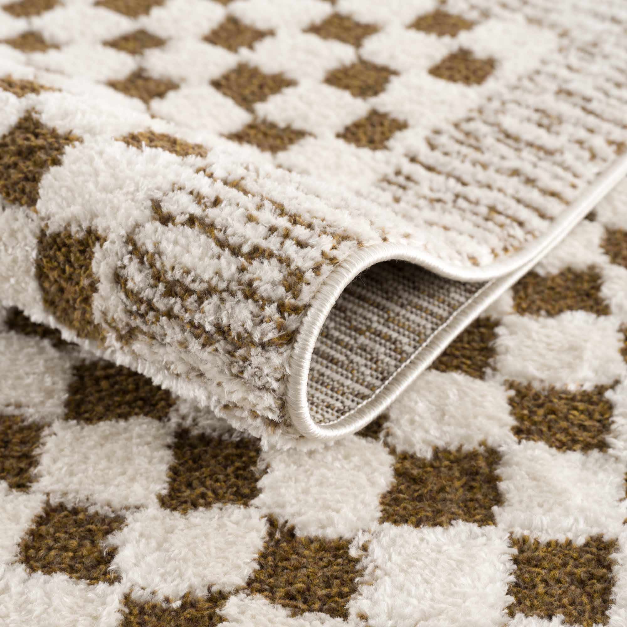 Leryn Brown Checkered Plush Rug - Image 6