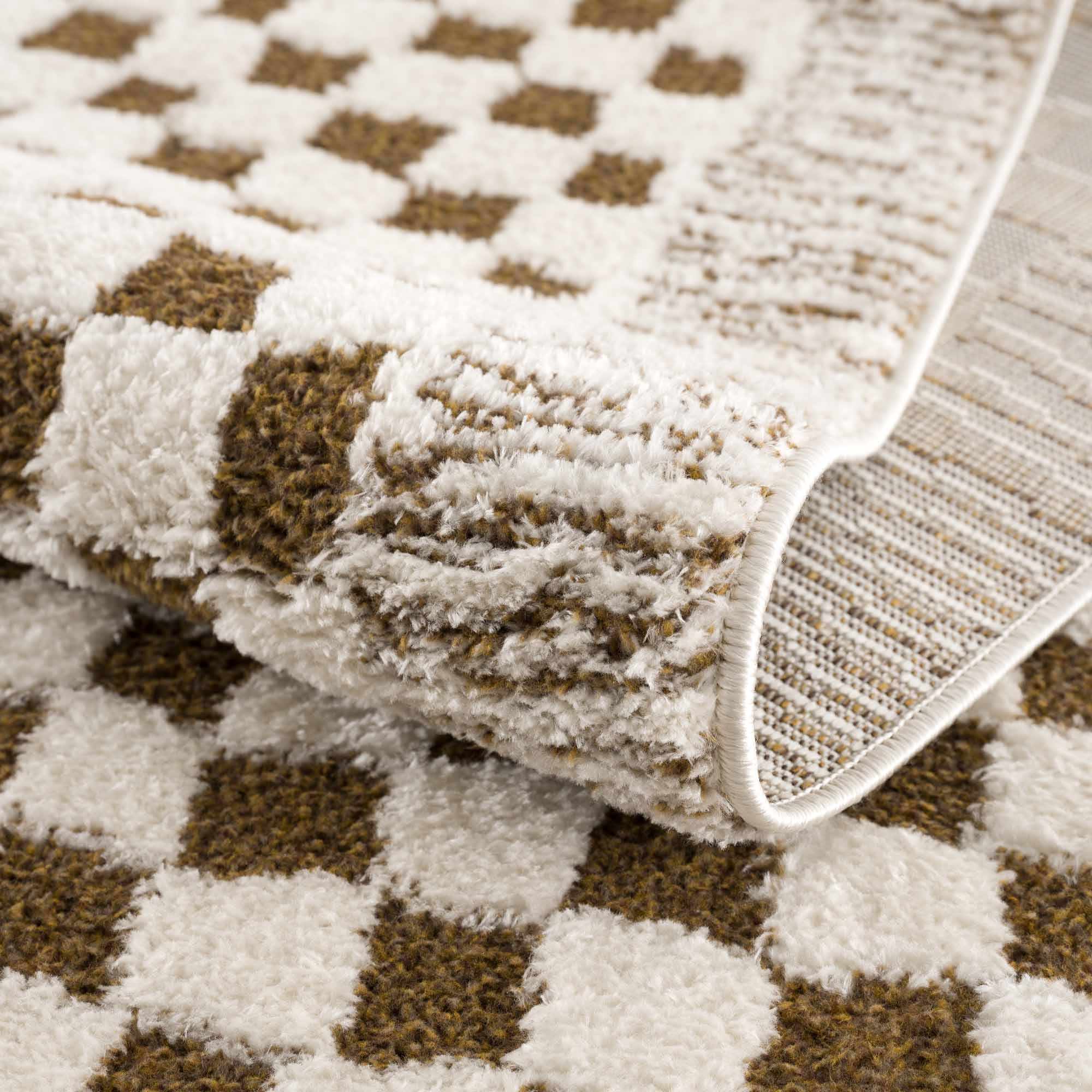 Leryn Brown Checkered Plush Rug - Image 7