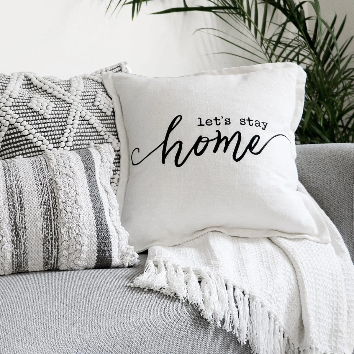 Let's Stay Home Script Decorative Pillow Cover - Image 5