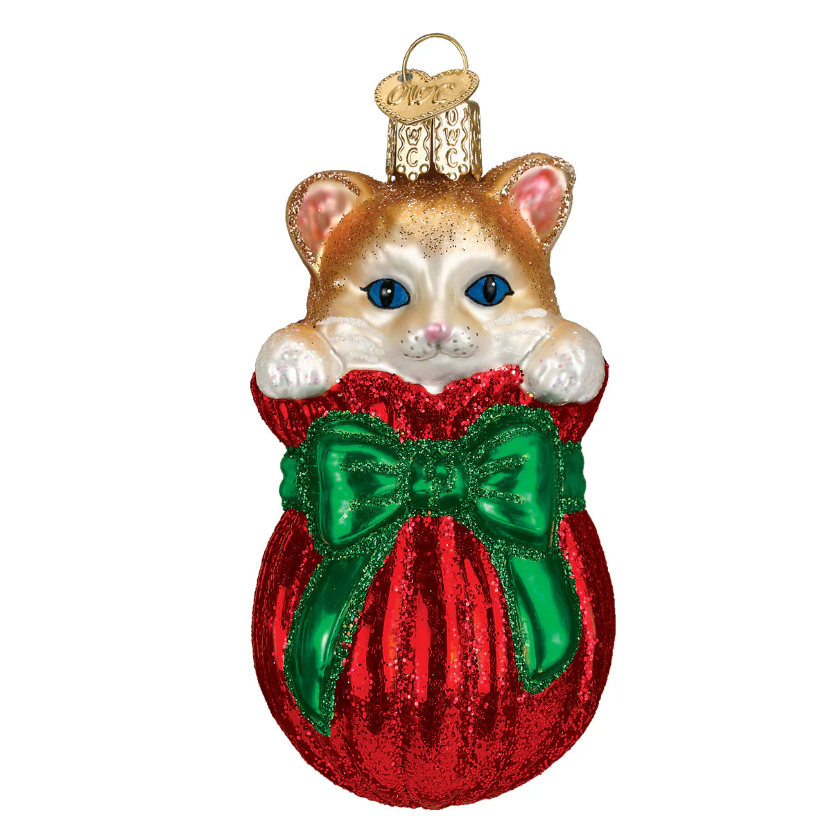 Old World Christmas Glass Kitten Figurine Letting The Cat Out Of Bag - Image 3