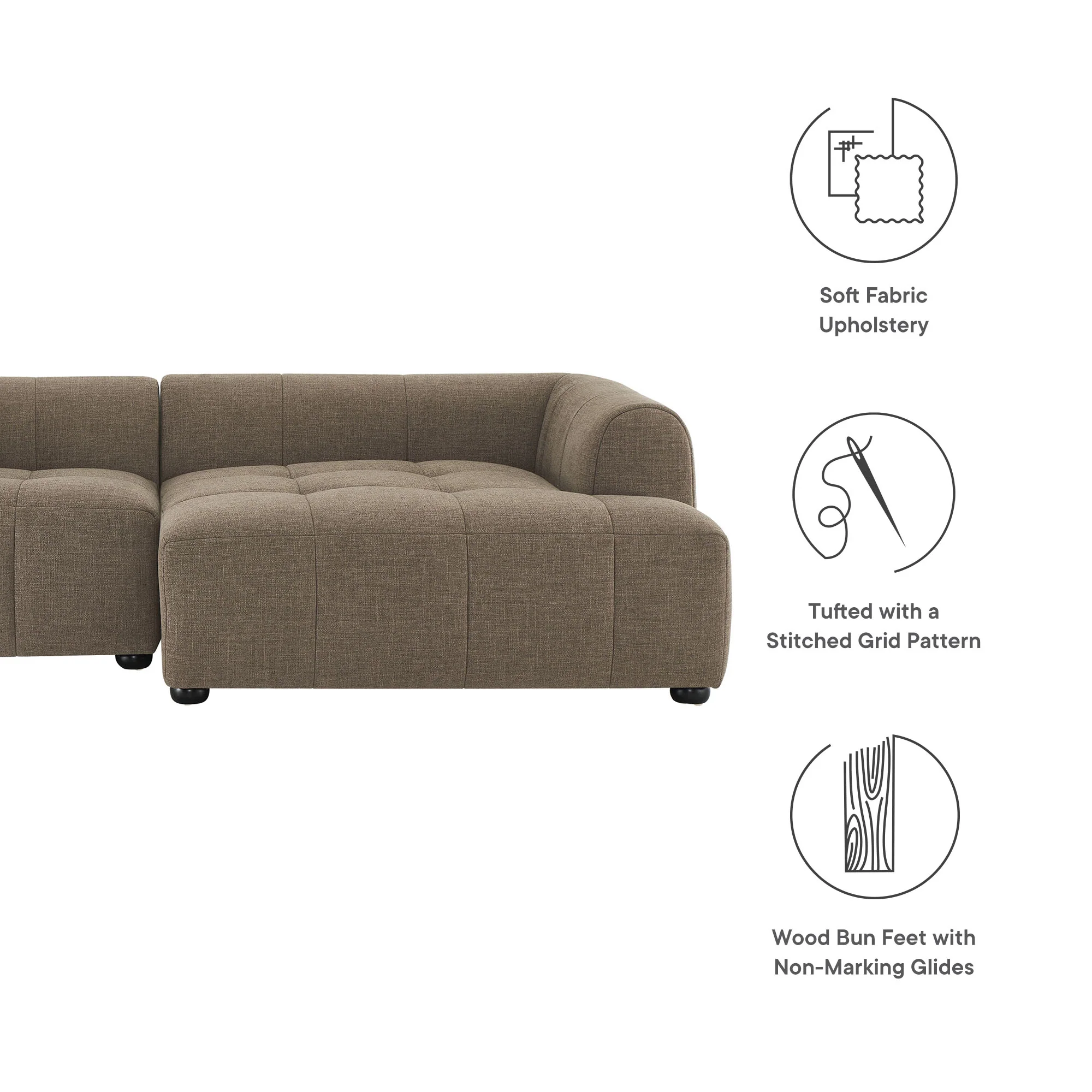Liana Right-Facing Upholstered Fabric Modular Sofa with Chaise by Modway - Image 18