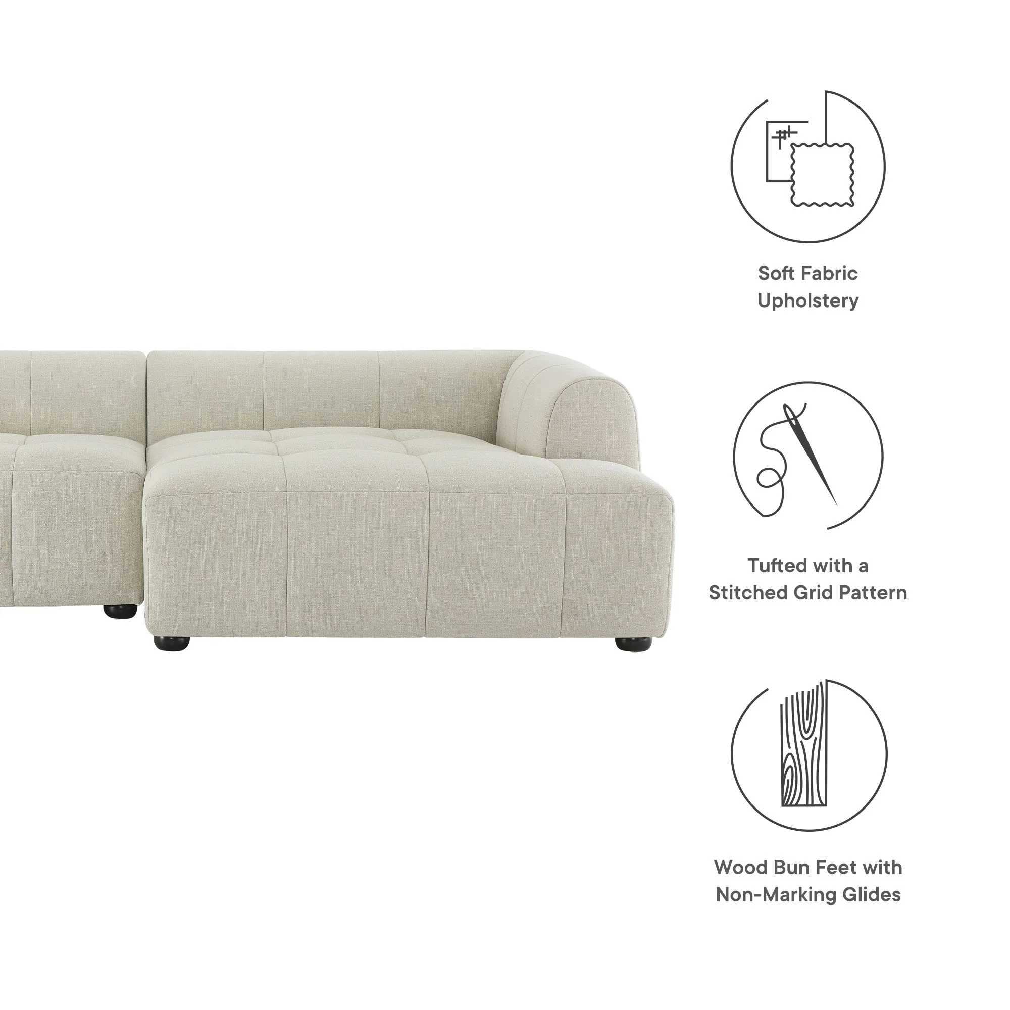 Liana Right-Facing Upholstered Fabric Modular Sofa with Chaise by Modway - Image 19
