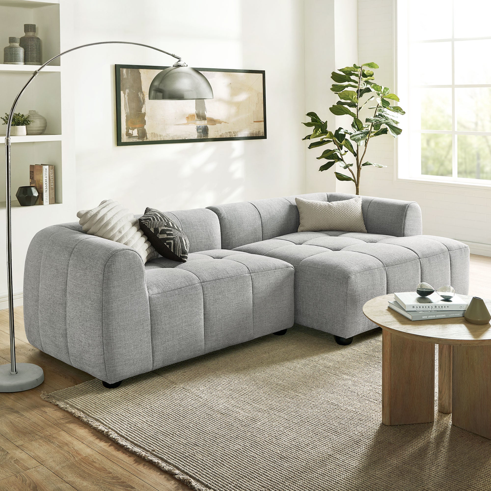 Liana Right-Facing Upholstered Fabric Modular Sofa with Chaise by Modway - Image 7