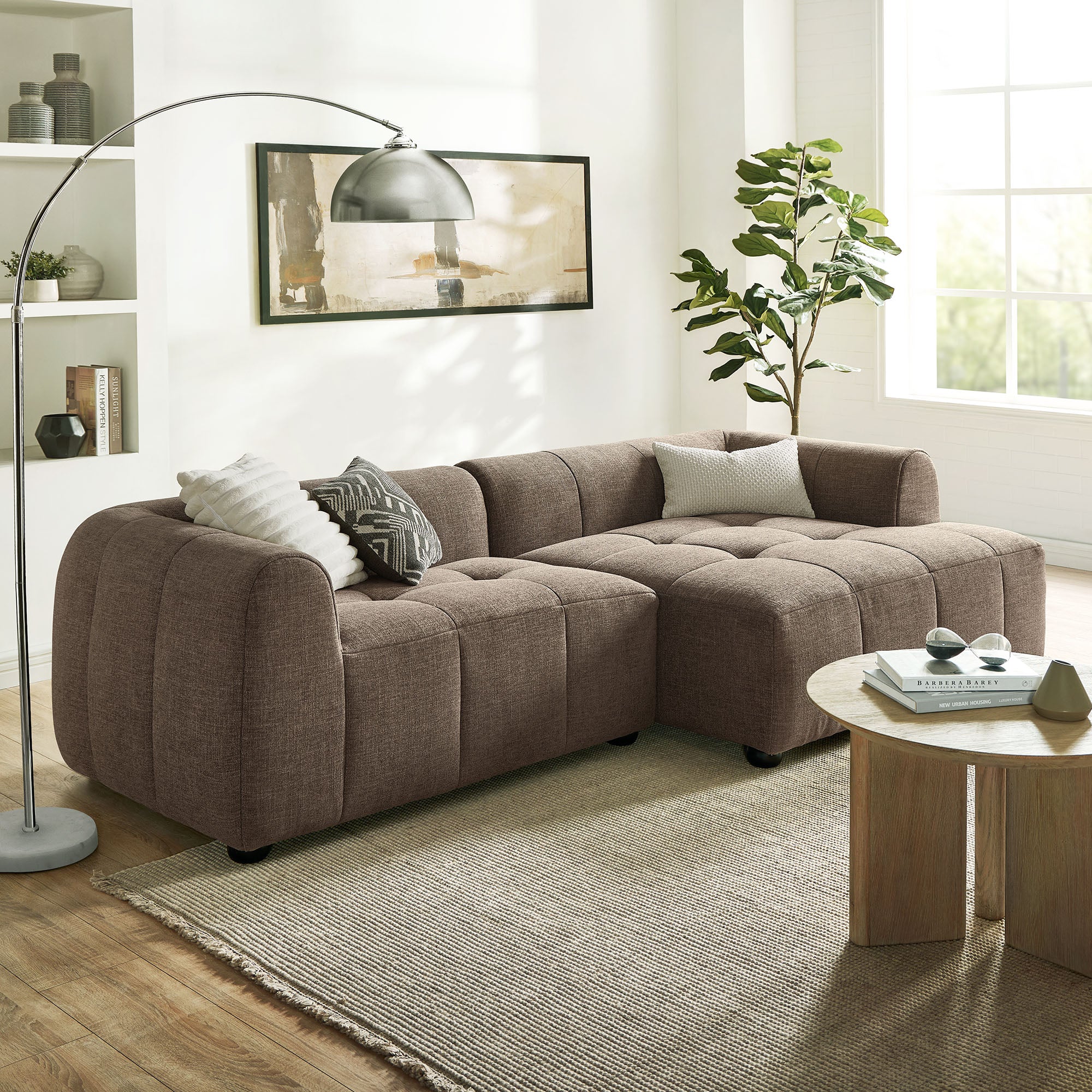 Liana Right-Facing Upholstered Fabric Modular Sofa with Chaise by Modway - Image 8