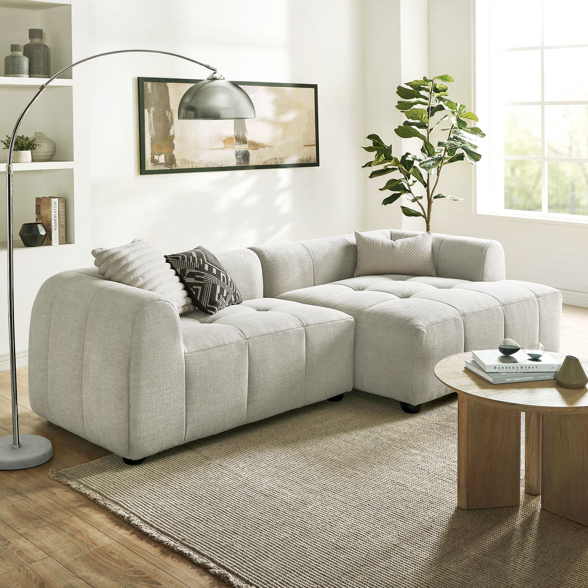 Liana Right-Facing Upholstered Fabric Modular Sofa with Chaise by Modway - Image 9